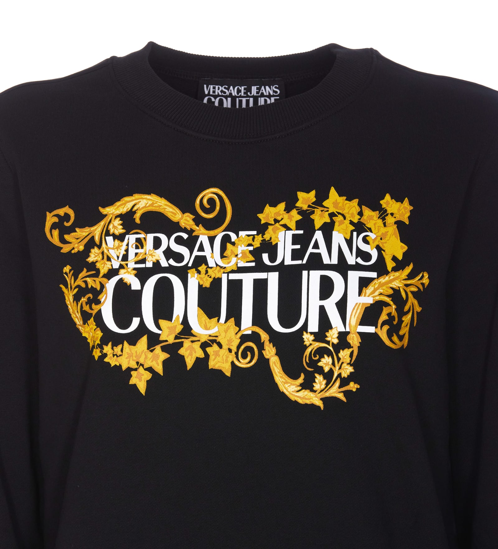 Shop Versace Jeans Couture Baroque Logo Sweatshirt In Black