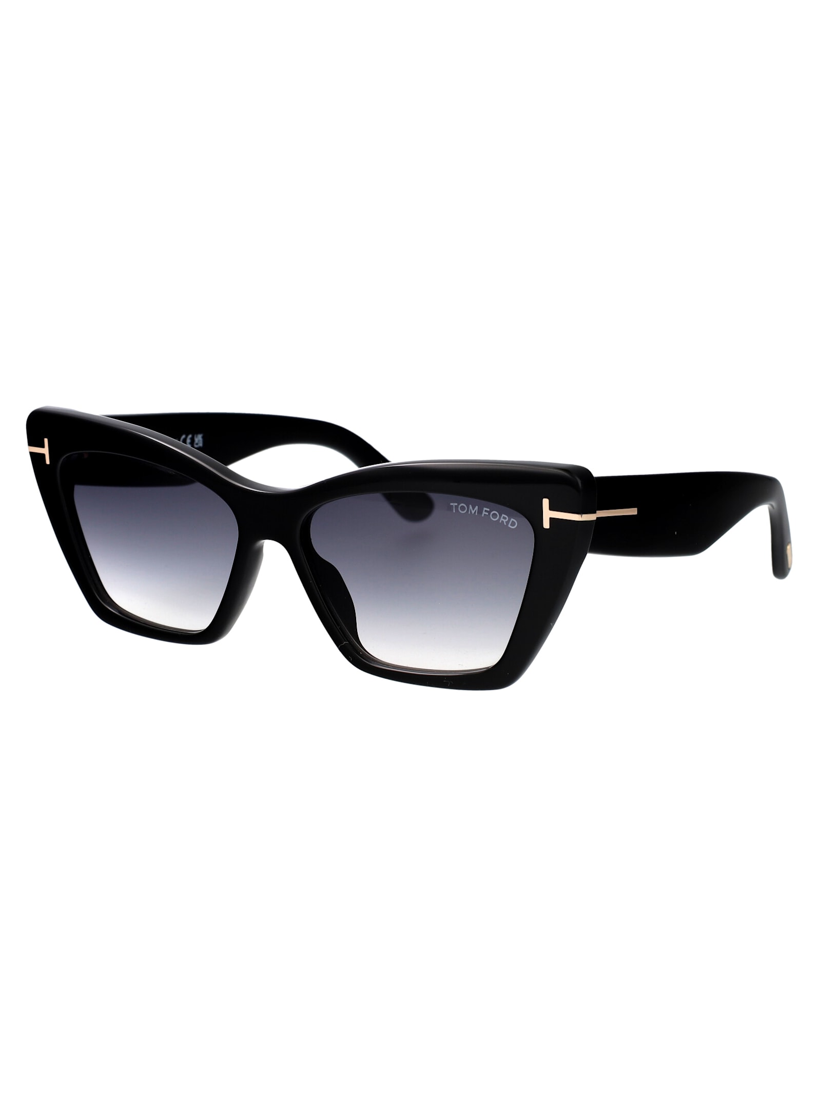 Shop Tom Ford Wyatt Sunglasses In 01b Nero Lucido / Fumo Grad