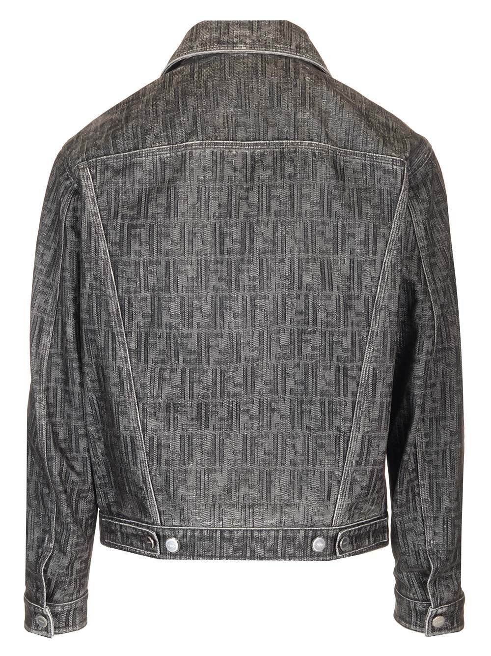 Shop Fendi Denim Jacket In Grey