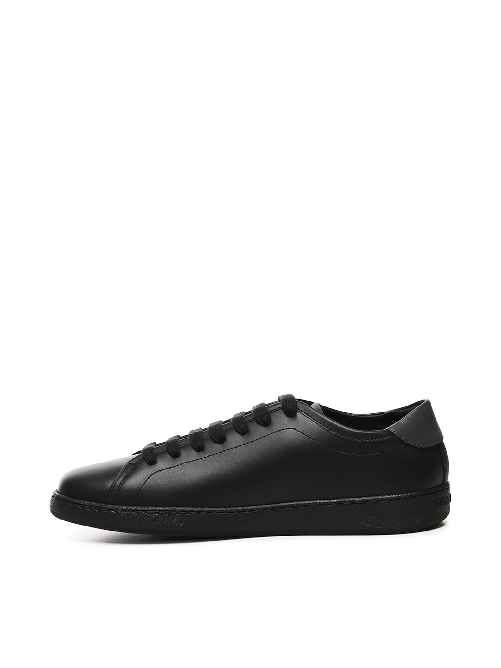 Ferragamo Leather Low-top Brandy Sneakers With Rubber Sole In Nero