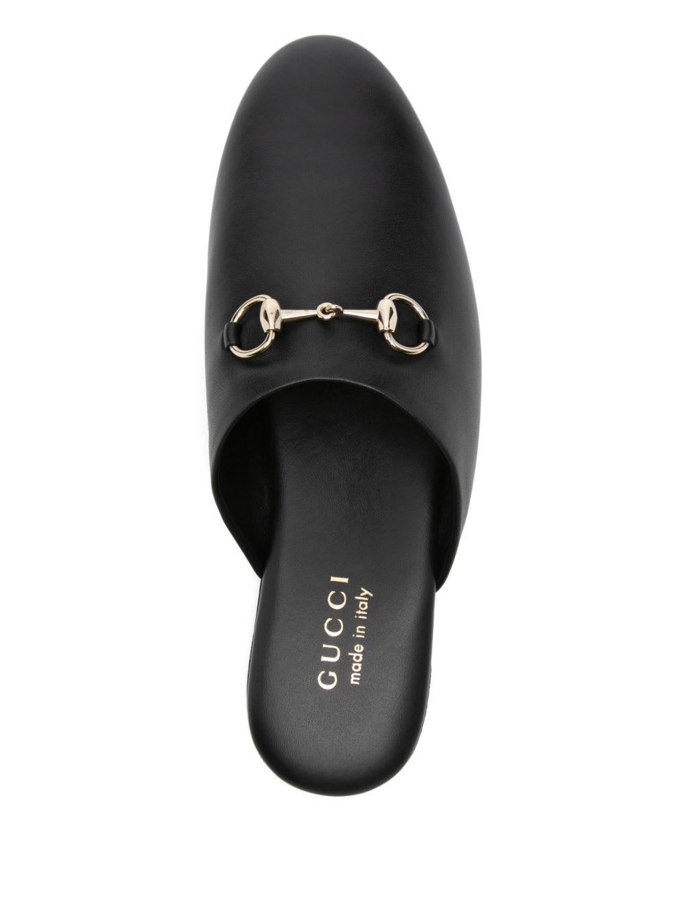 Gucci Women Black Nappa Leather Mules With Horsebit