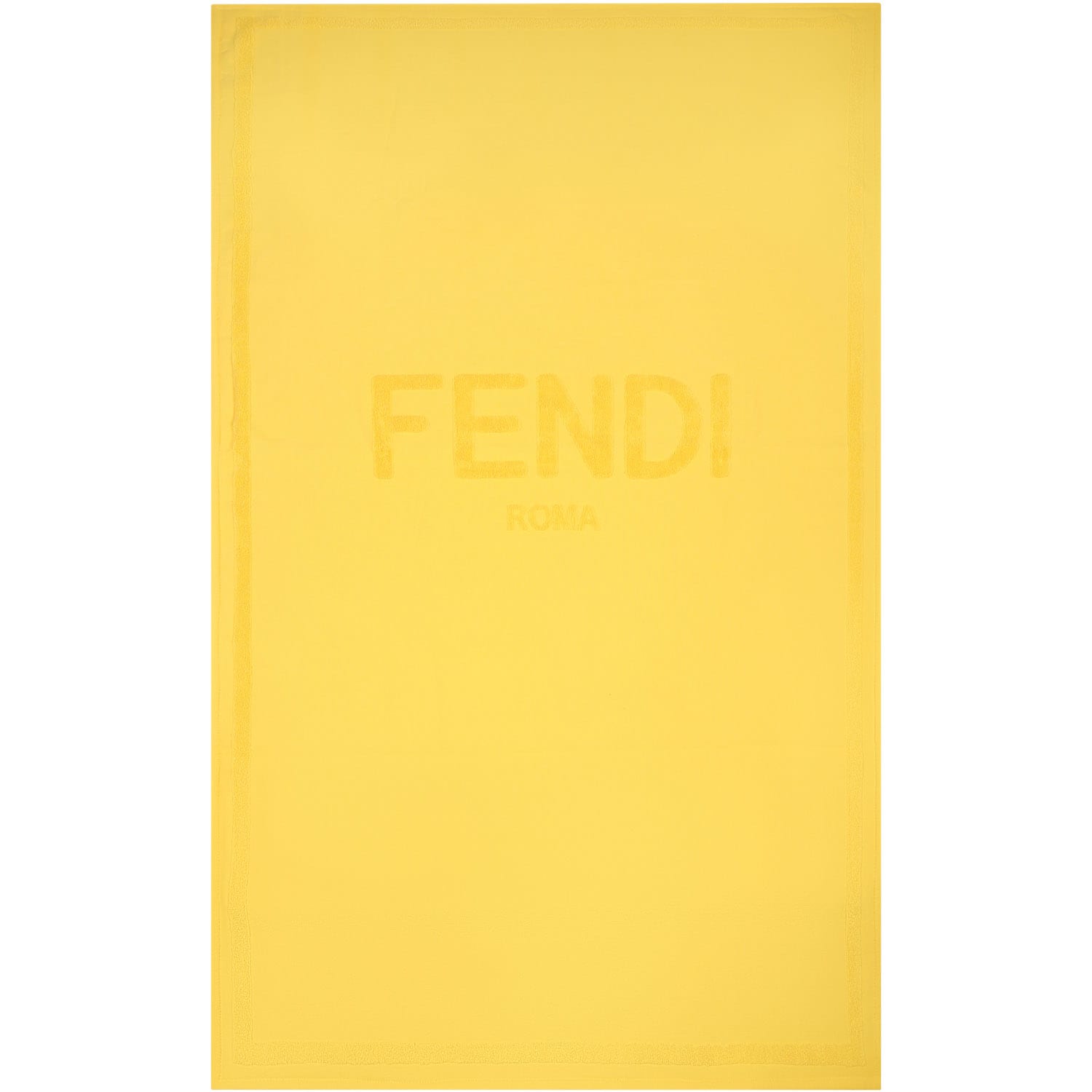 Yellow Beach Towel For Kids With Fendi Logo