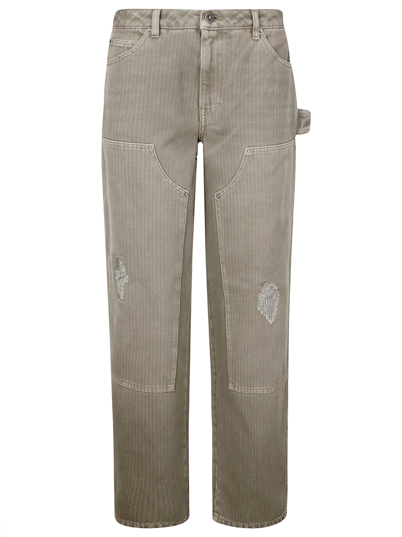 Shop Golden Goose Journey Ws Painter Pant Destroyed Pinstripes Cott In Kalamata