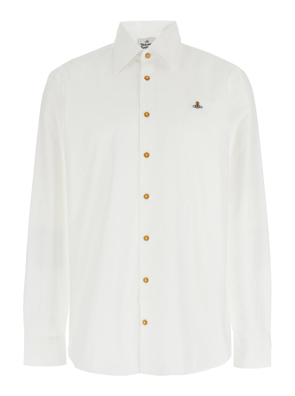 White Shirt With Orb Logo Embroidered On The Front In Cotton Man