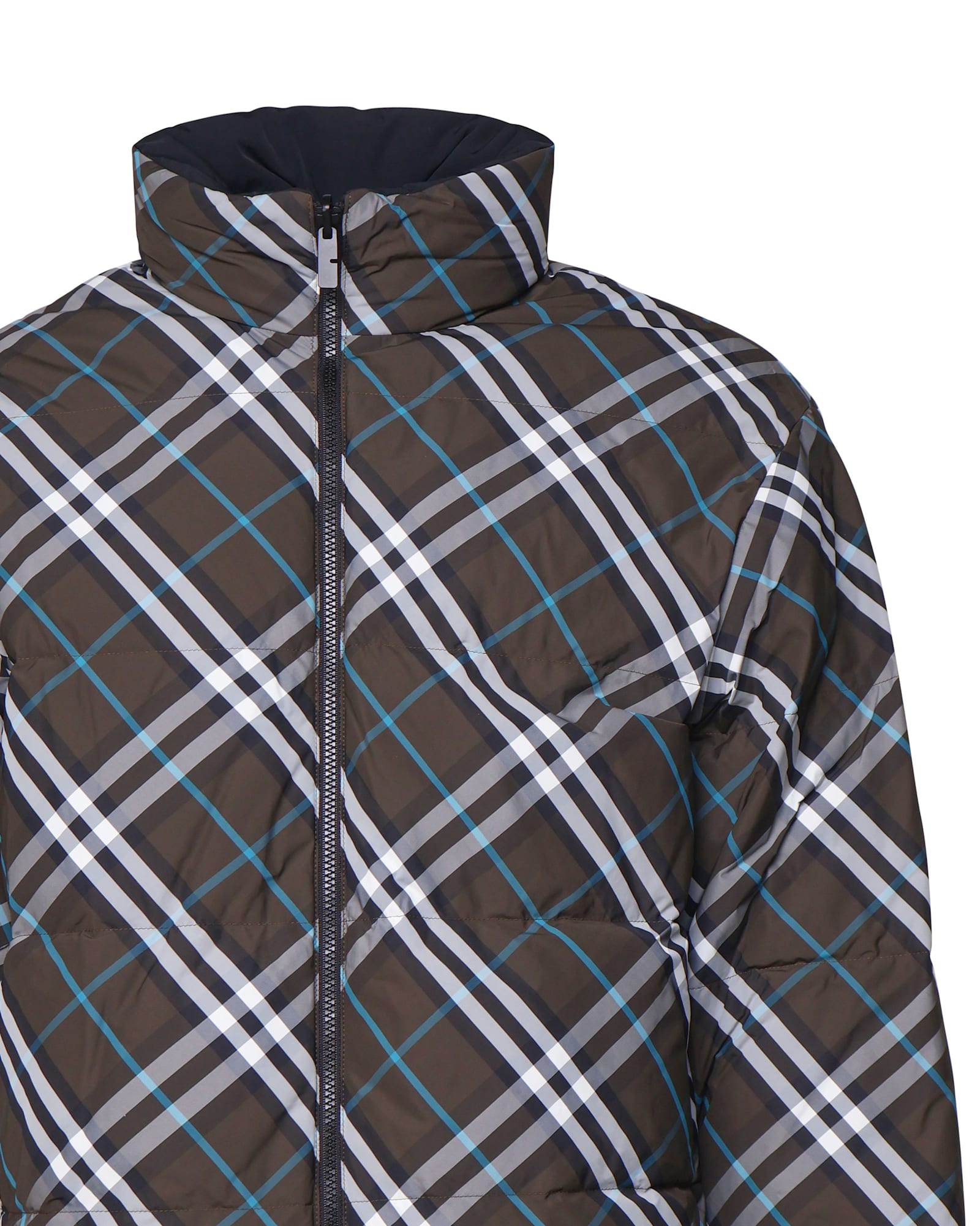 Shop Burberry Reversible Down Jacket In Blue, Grey