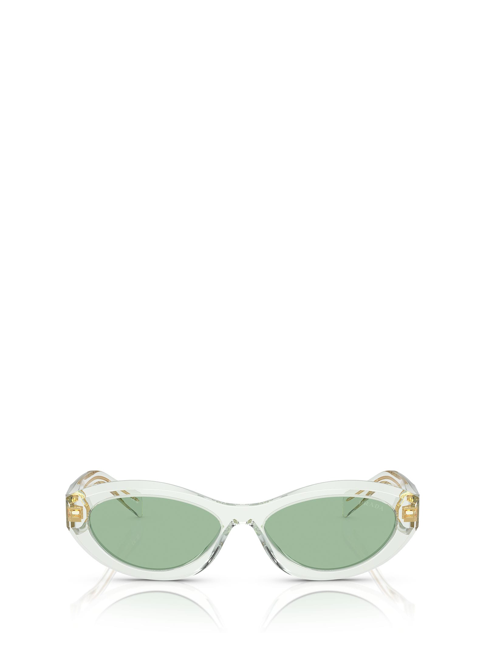 Shop Prada Pr 26zs Transparent Mint Sunglasses