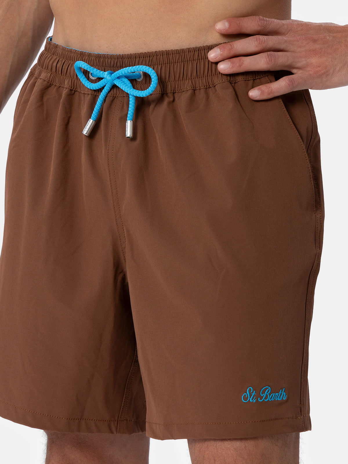 Shop Mc2 Saint Barth Man Brown Comfort Swim Shorts