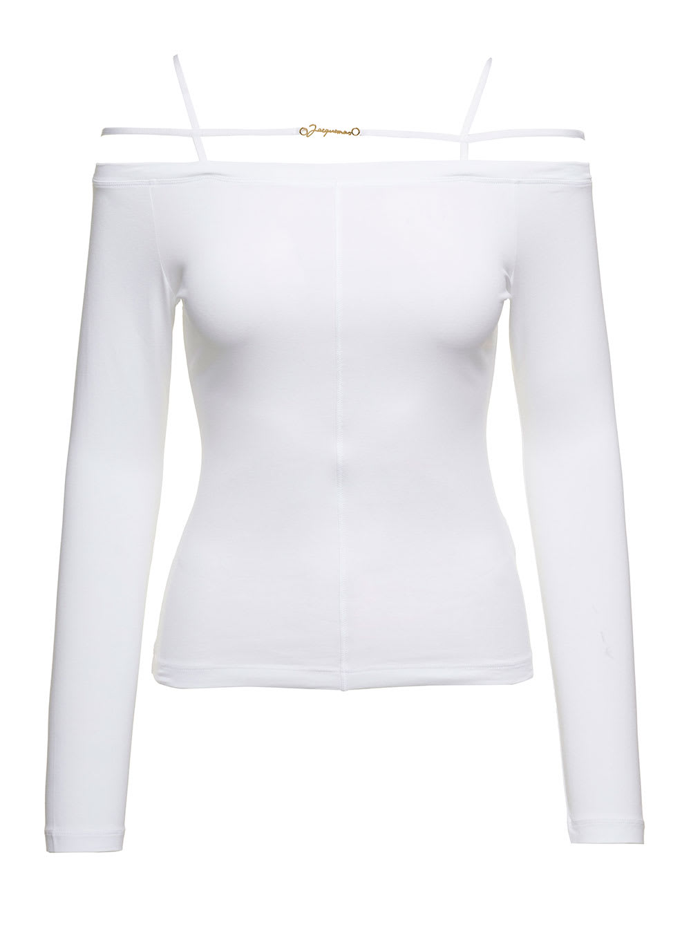 sierra White Long-sleeve Top With Logo Detail In Jersey Woman