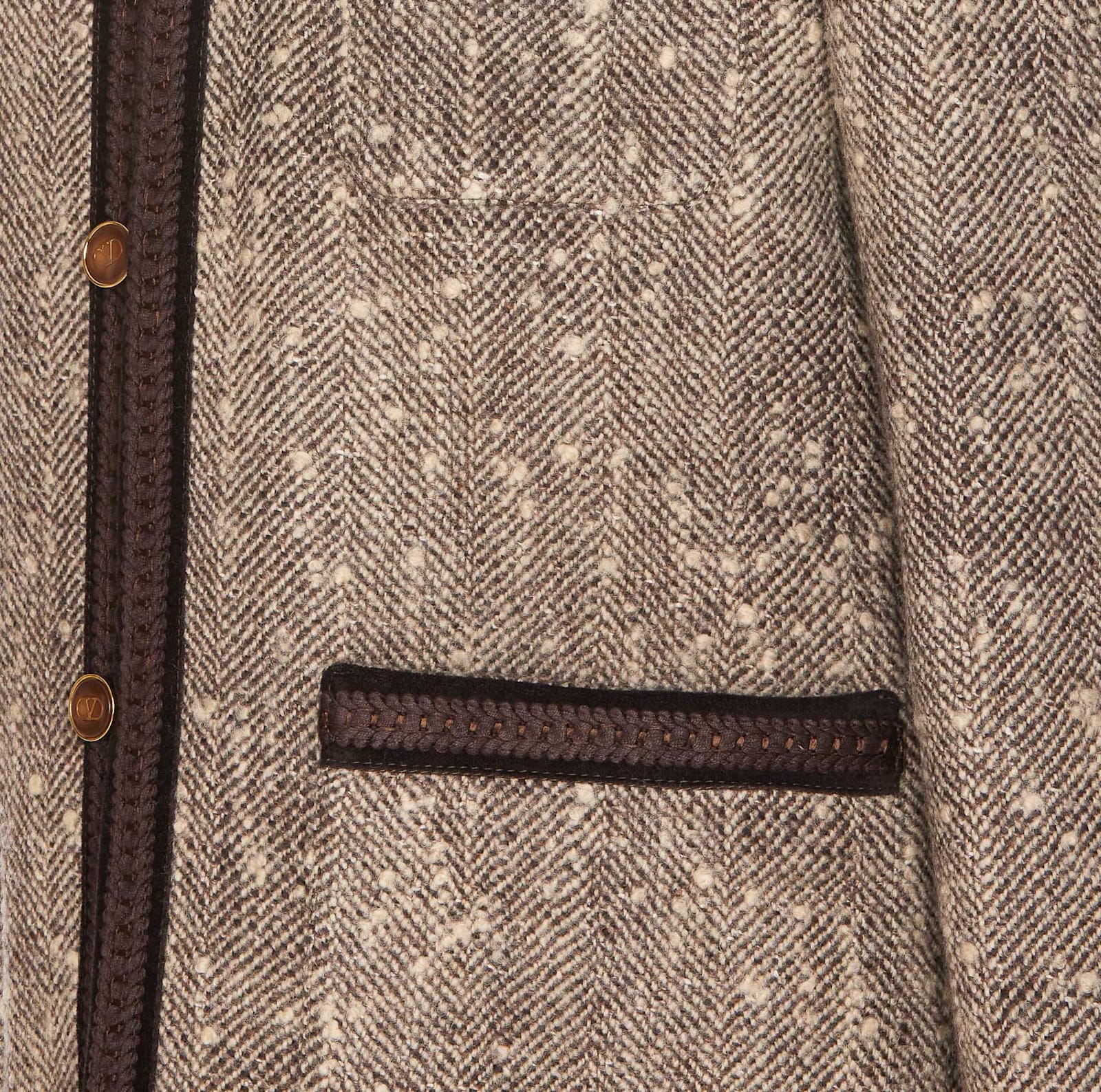 Valentino Crewneck Jacket Contrast Trim In Brown