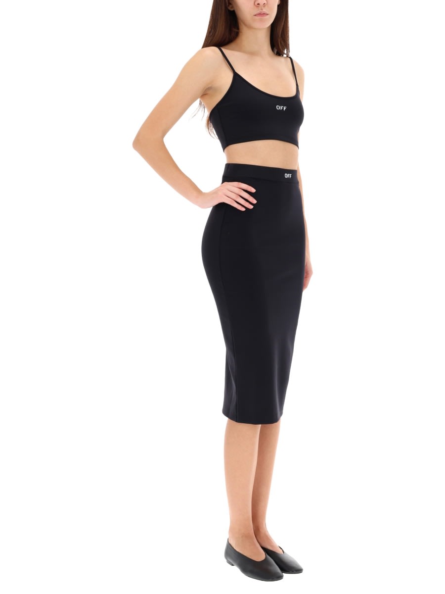 Off-white Sleek Stretch Midi Skirt In Black
