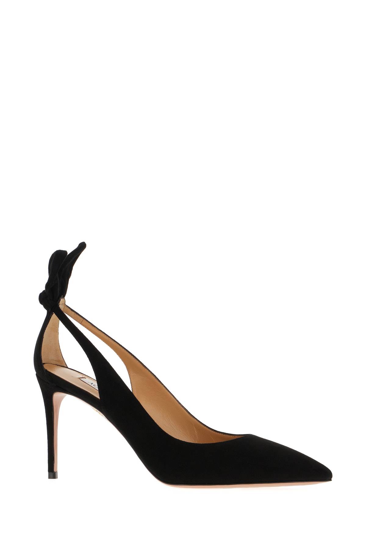 Shop Aquazzura Black Suede Bow Tie Pumps