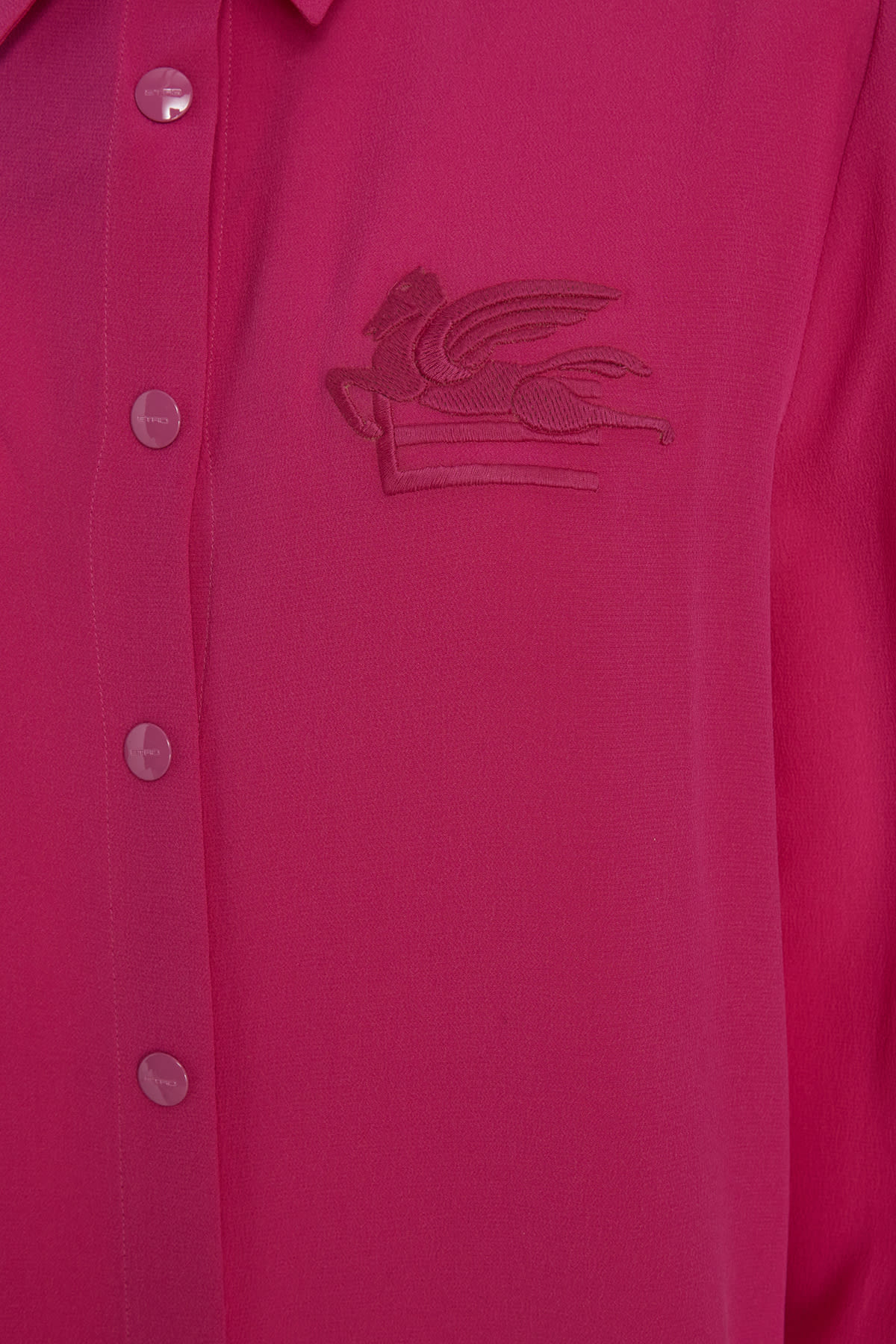 Etro Silk Crèpe De Chine Shirt With Pegasus Embroidery In 651
