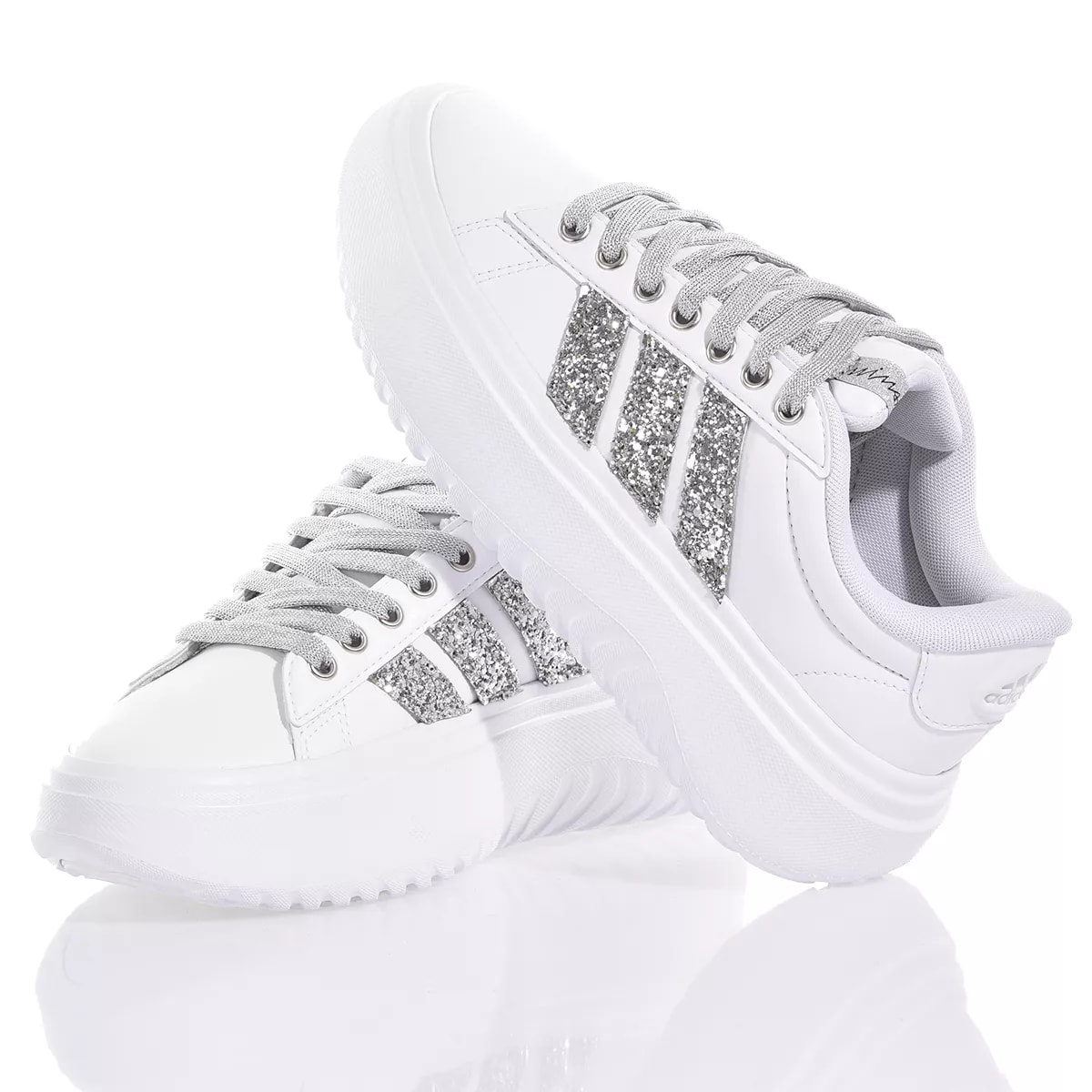 Shop Mimanera Adidas Cloud Glitter Silver Custom