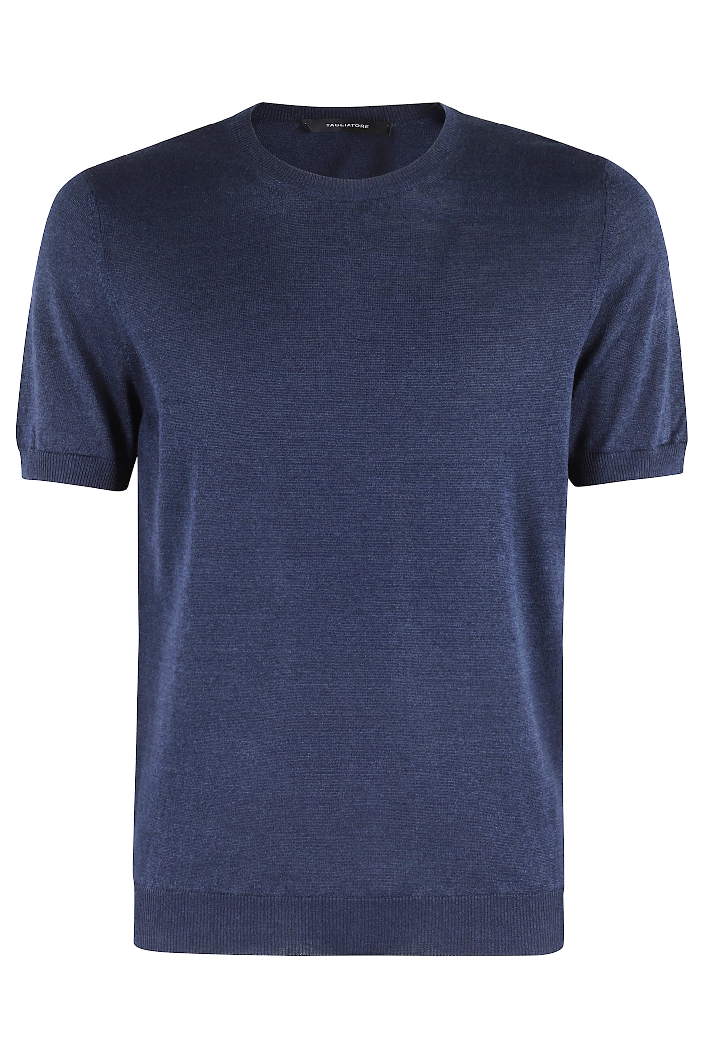 Tagliatore Indigo Blue Crew Neck Short-sleeve T-shirt In Multi