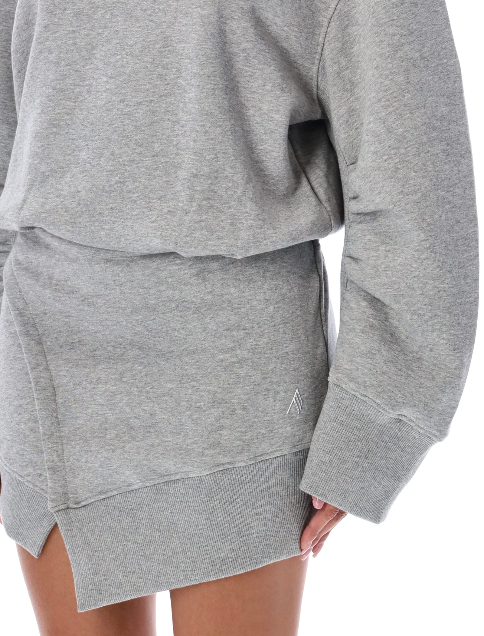 Shop Attico Iviry Fleece Mini Dress In Melange Grey