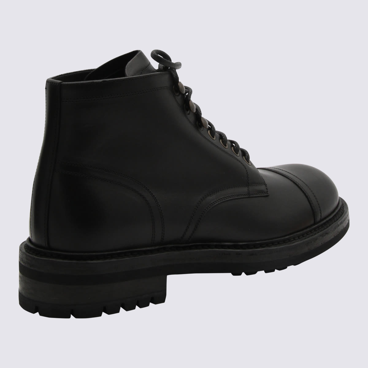 Shop Dolce & Gabbana Black Leather Ankle Boots