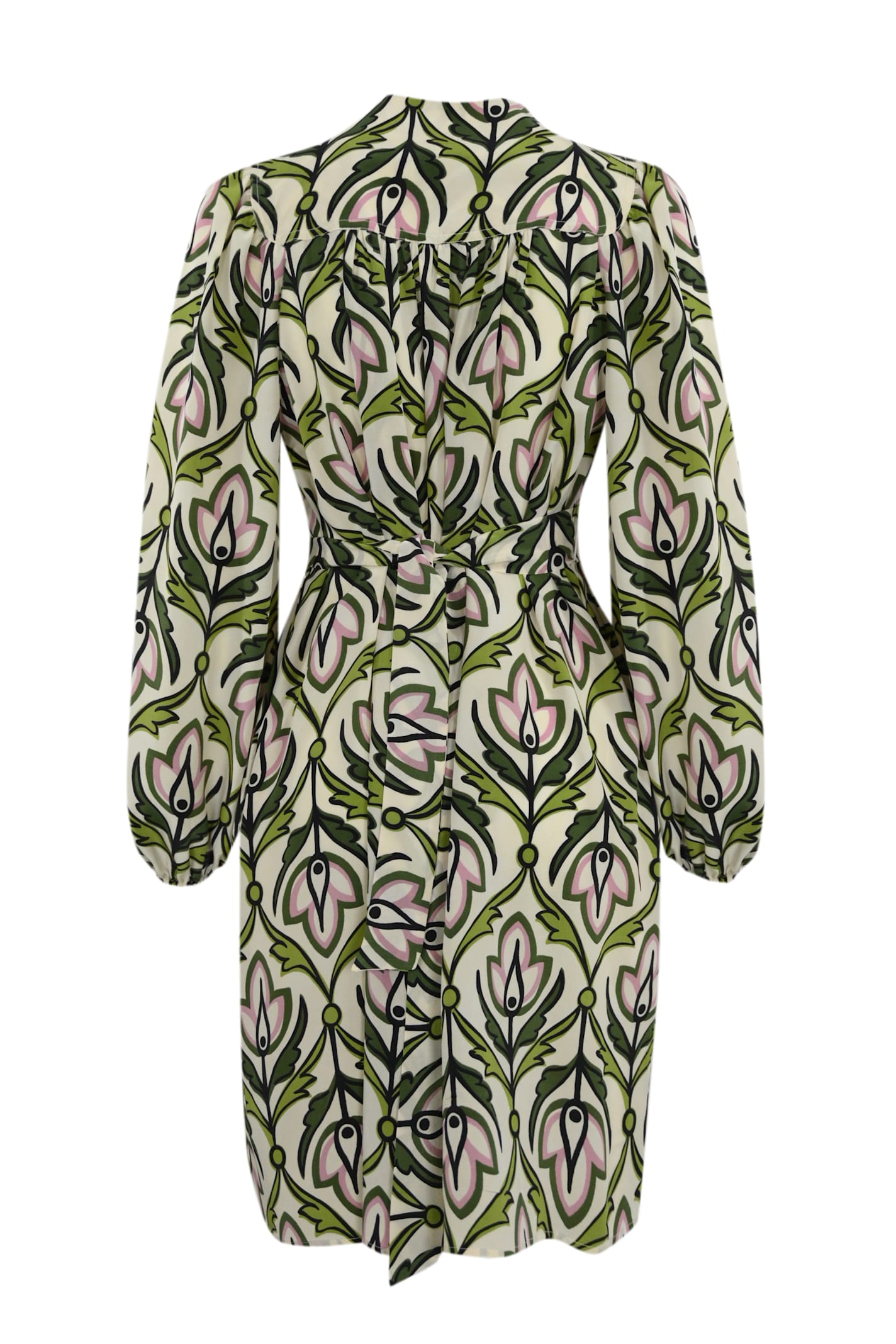 Weekend Max Mara Baden Dress In Crepe De Chine In Dis. Fiore Deco