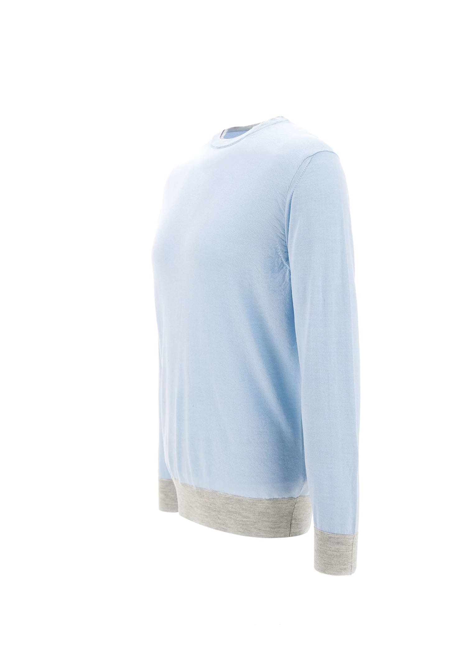 Shop Eleventy Wool And Silk Sweater In Light Blue