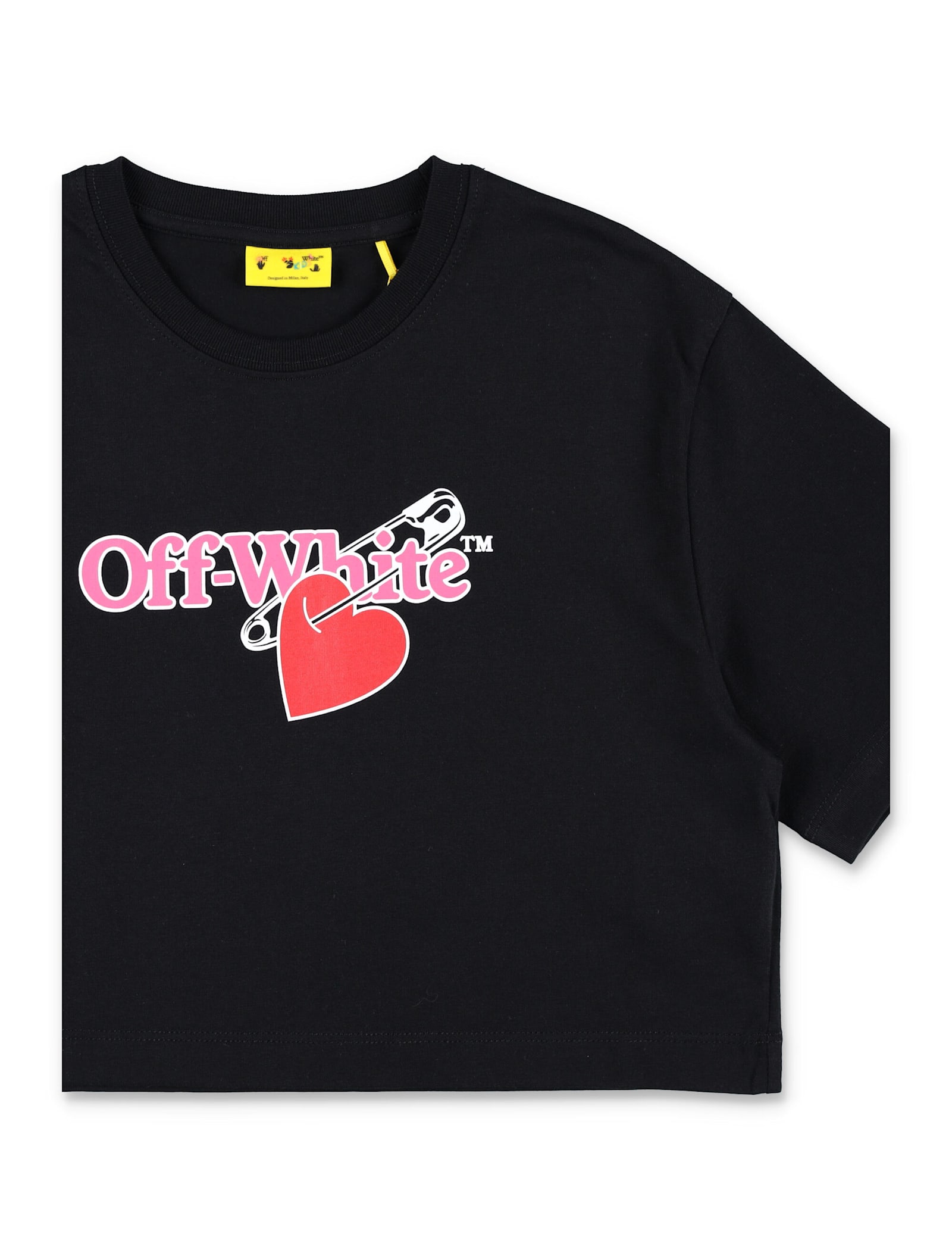 Off-white Heart Safety-pin T-shirt In Black