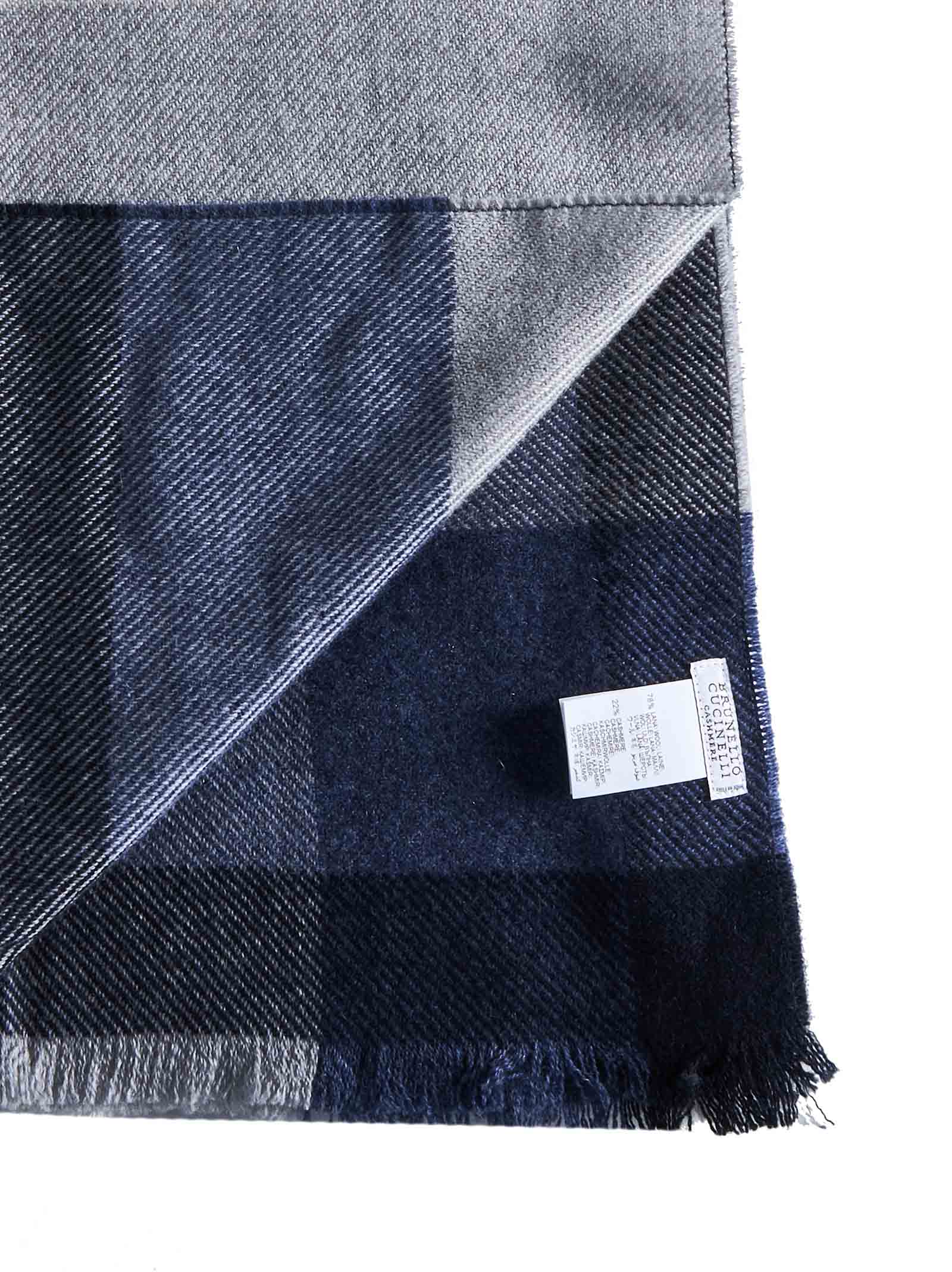 Shop Brunello Cucinelli Scarf In Navy Grigio Nebbia