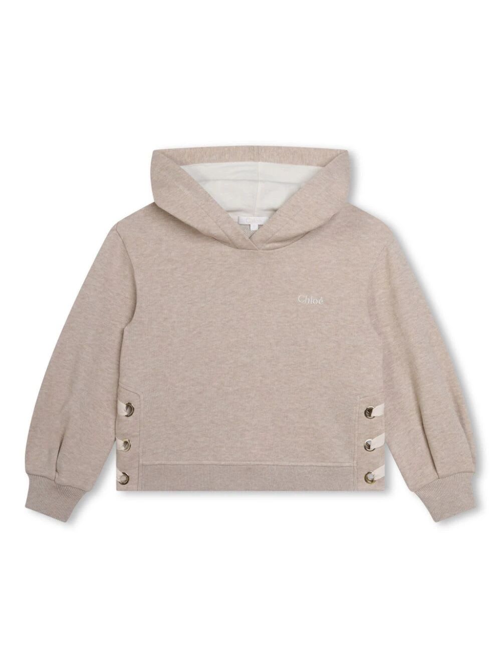 Shop Chloé Hooded Sweatshirt In Beige Marl