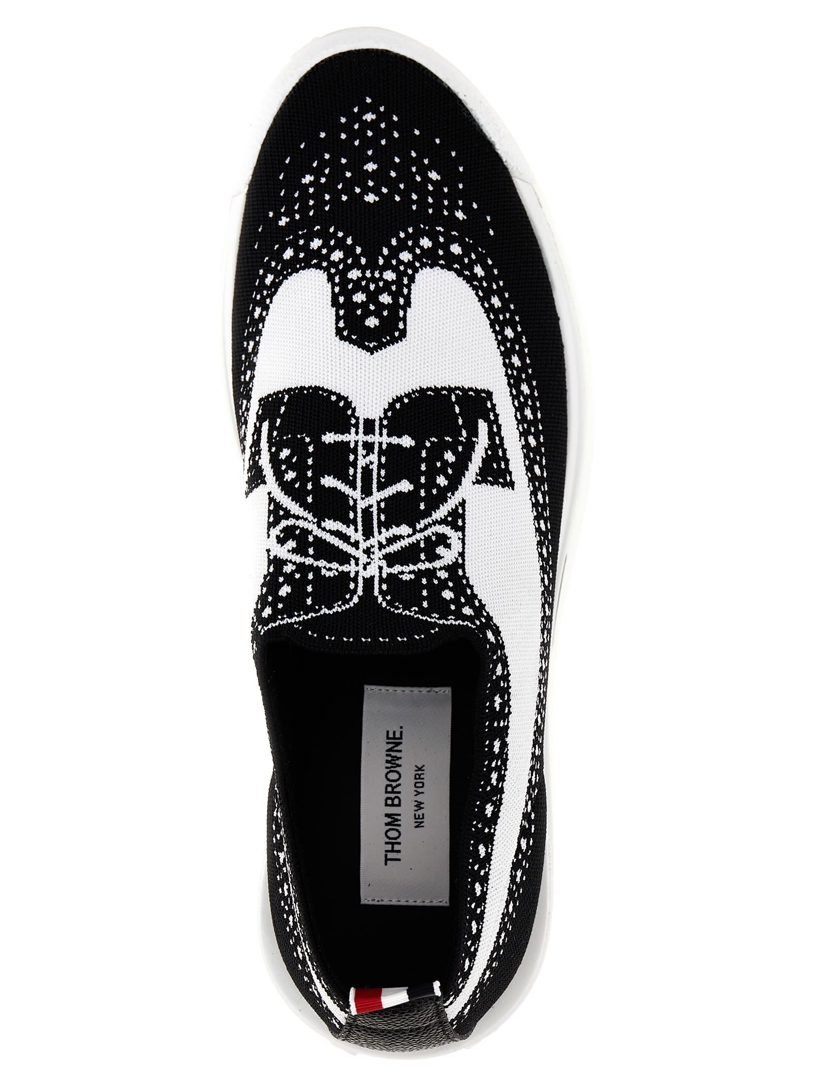 Shop Thom Browne Longwing Brouge Sneakers In White/black