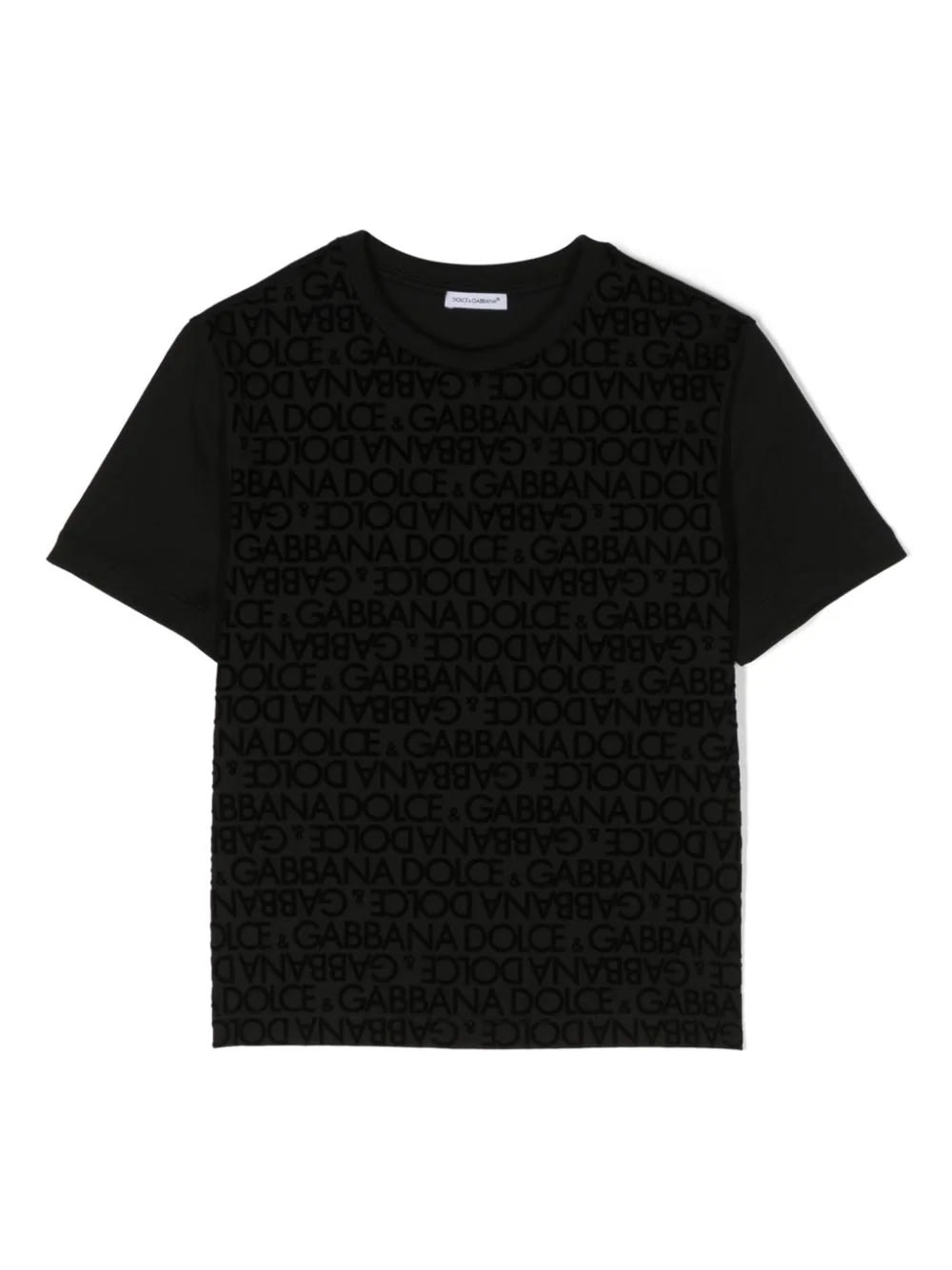 Dolce & Gabbana Black T-shirt With Velvet All-over Logo