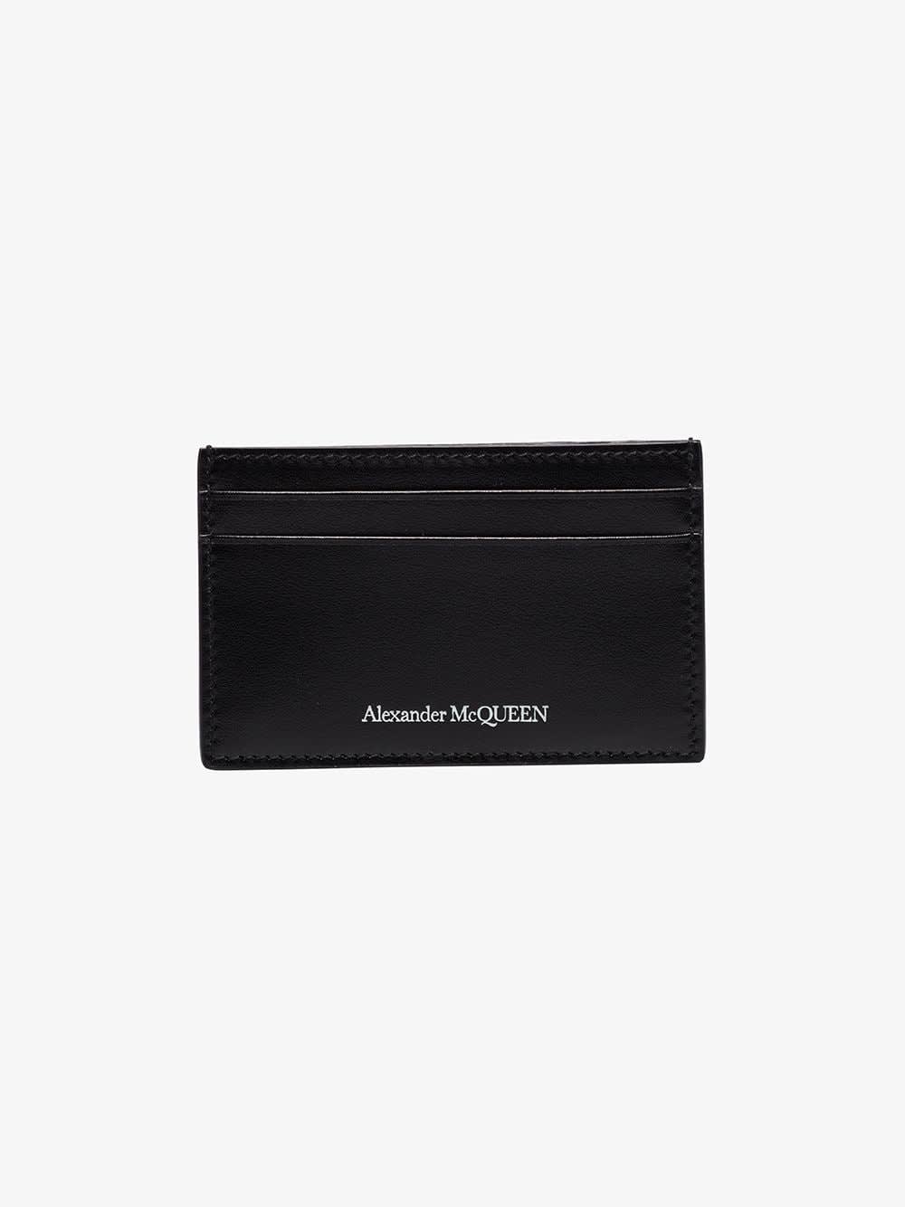 Alexander McQueen Man Black Card Holder With Contrast Logo