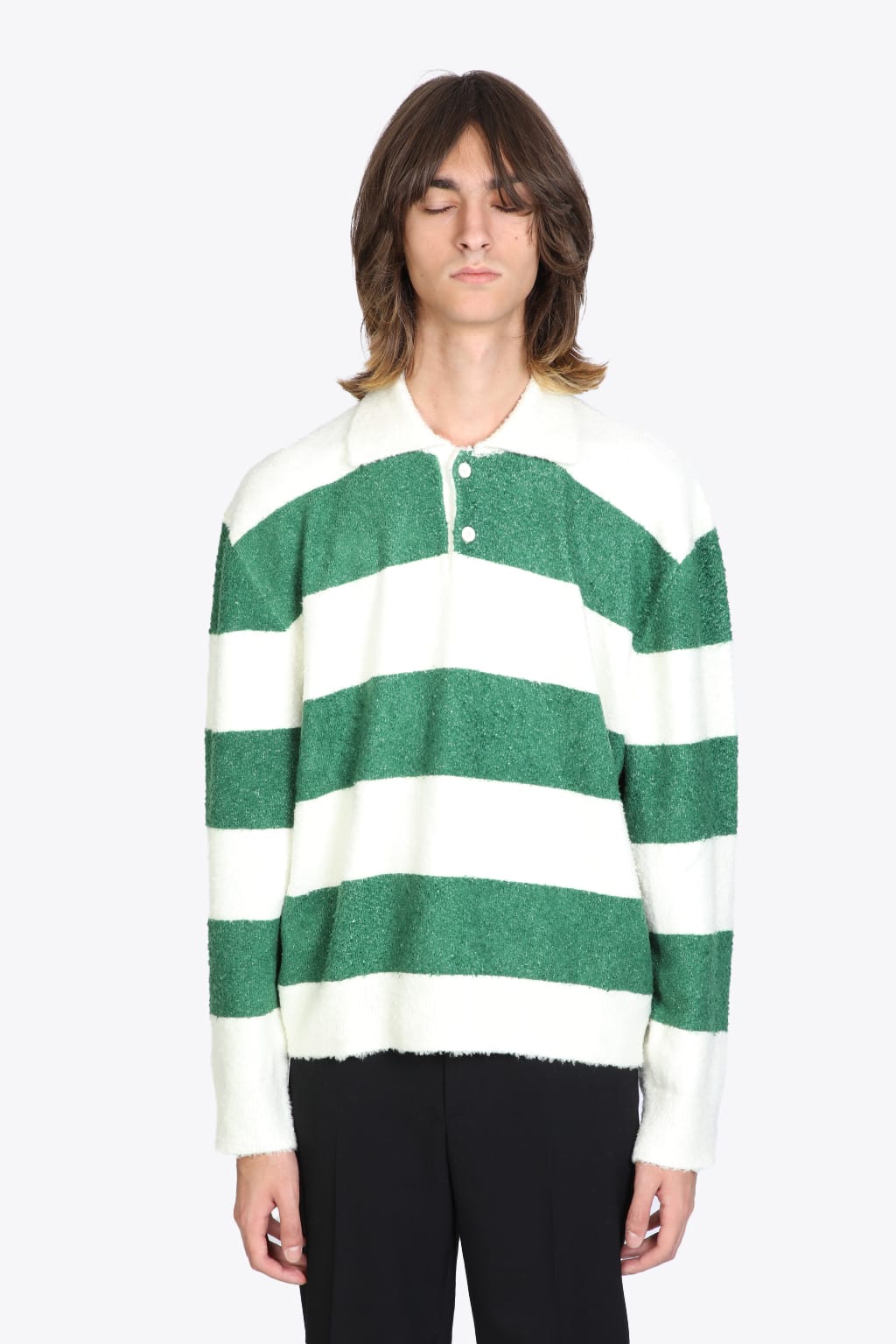 Axel Arigato Passage Polo Sweater Green and white striped knitted polo - Passage polo sweater