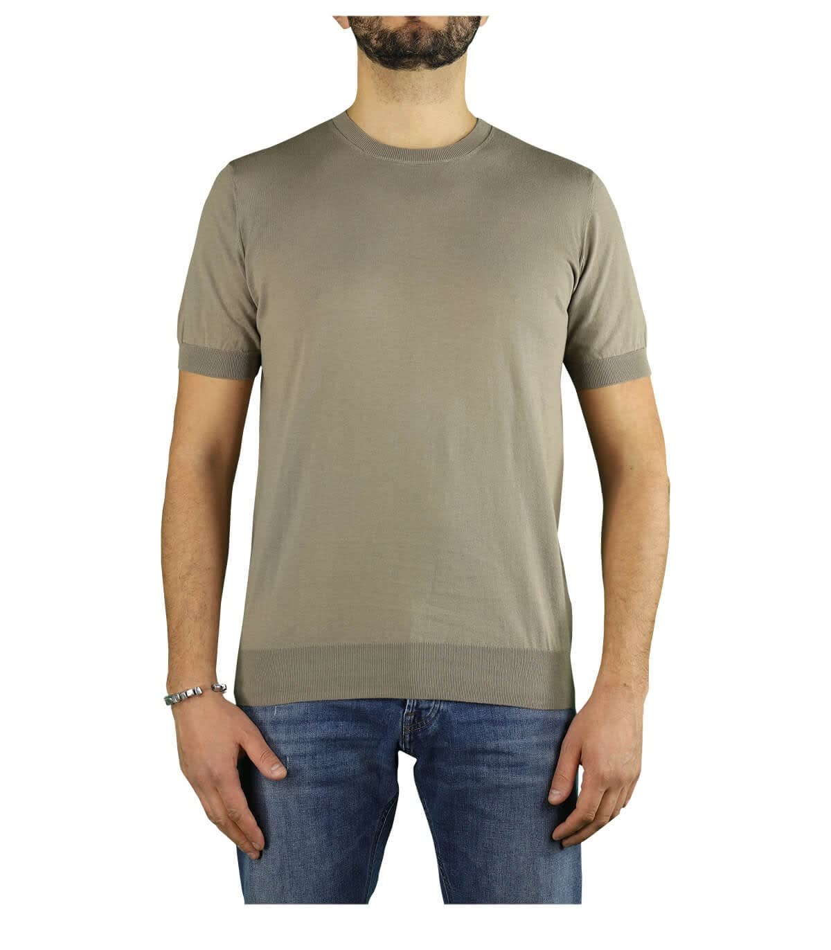 Paolo Pecora Light Brown Crew Neck Jumper With Short Sleeve