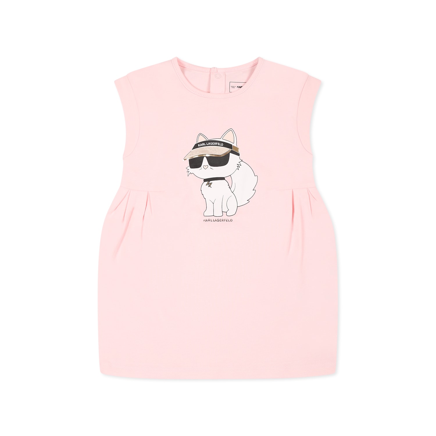 Karl Lagerfeld Pink Dress For Baby Girl With Choupette In Pink
