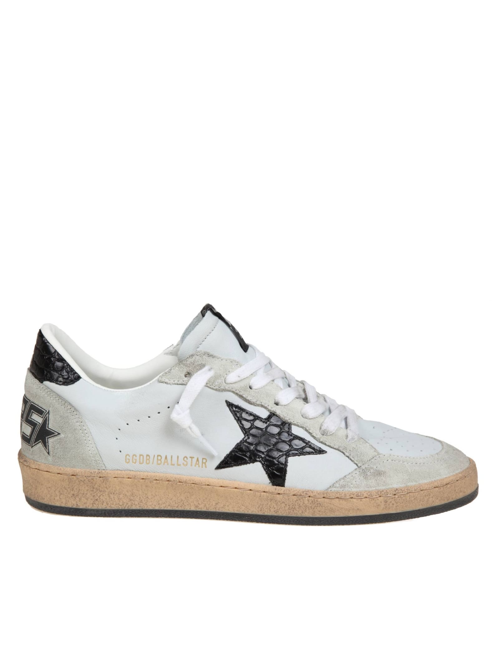 Shop Golden Goose Ballstar In Ice Color Leather And Suede In Gray/ice/blk