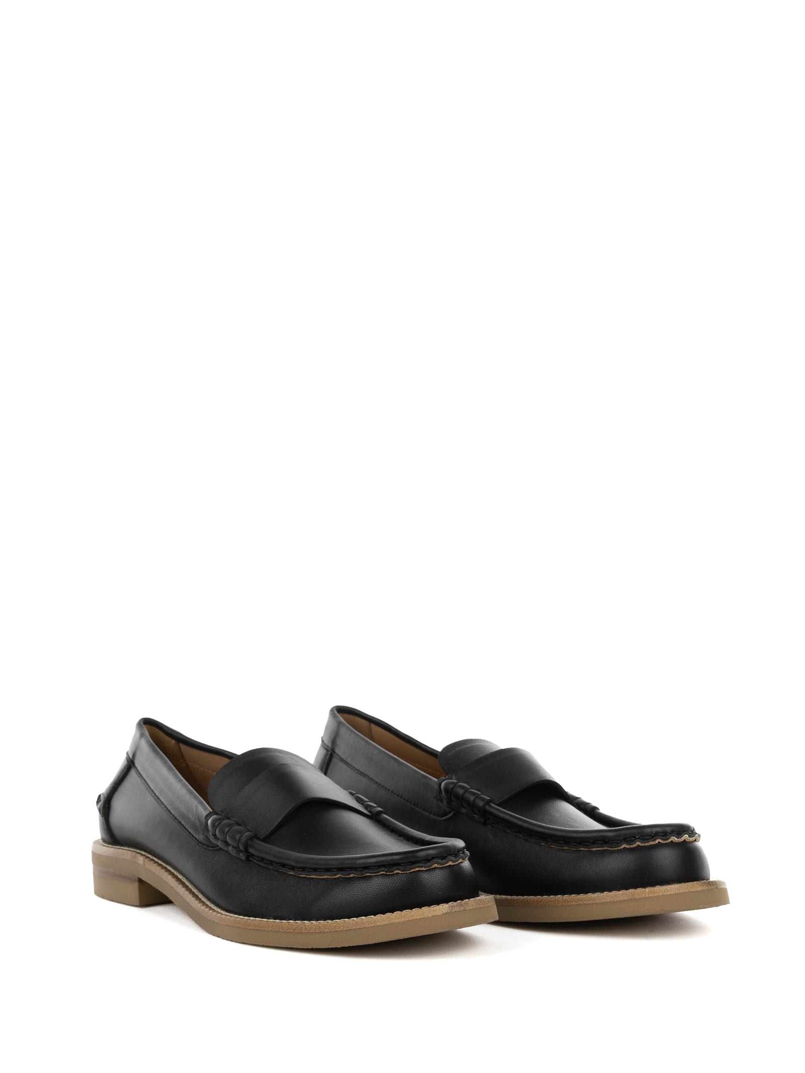 PEDRO GARCIA BLACK LEATHER MOCCASIN WITH CONTRASTING SOLE 