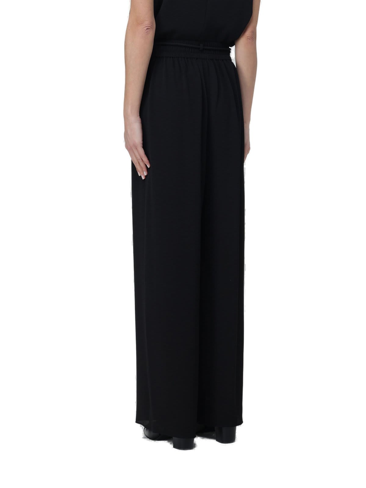 Shop Giorgio Armani Elasticated-waist Drawstring Trousers  In Black