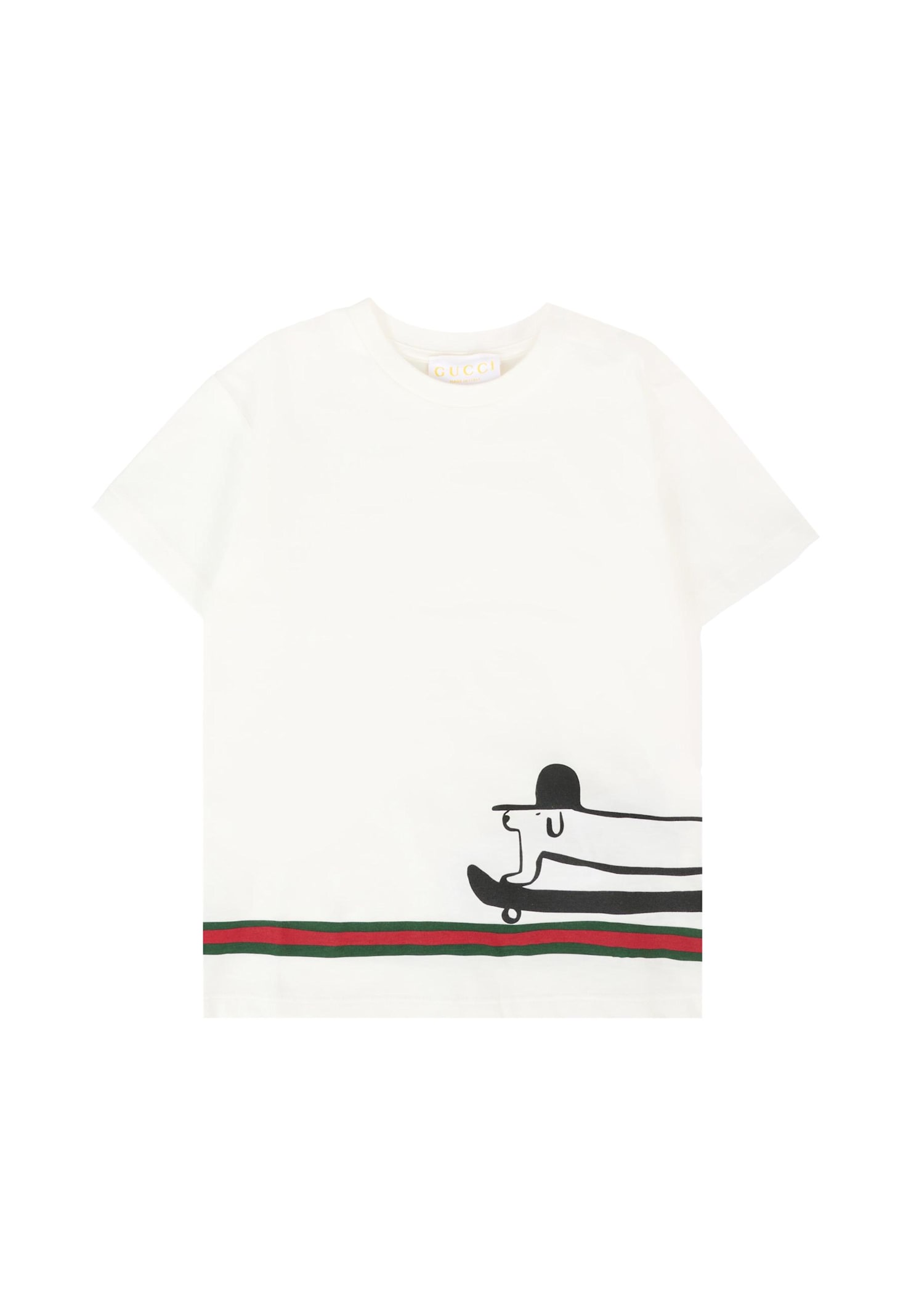 Gucci White T-shirt For Babykids With Dog In White