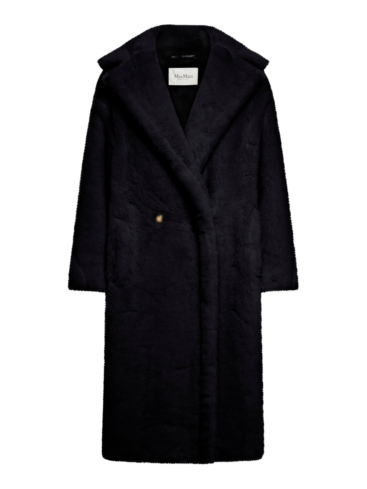 Max Mara Teddy Bear Icon Coat In Alpaca And Wool In Black