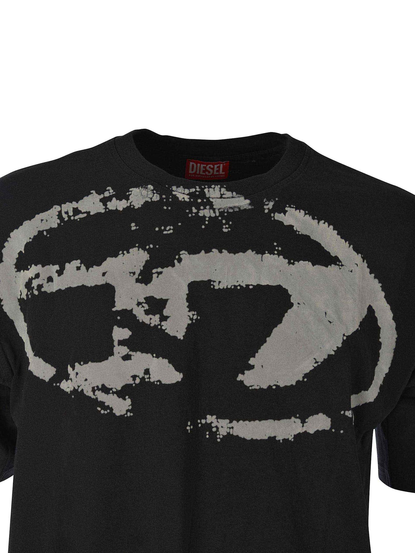 Diesel T-shirt T-boxt Con Logo Floccato In Black