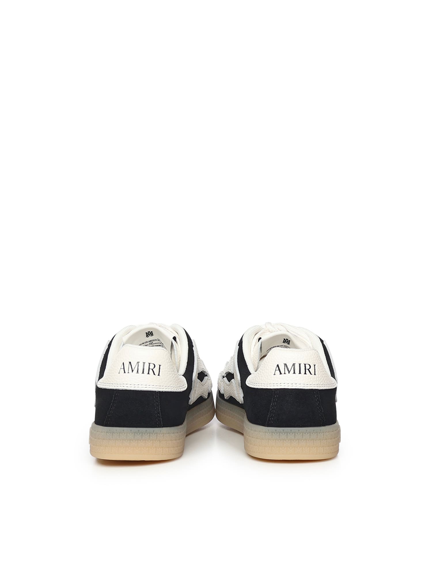 Amiri Pacific Bones Black Sneakers With Contrasting Side Patches And Logo Patch On The Tongue In Leather M In Black