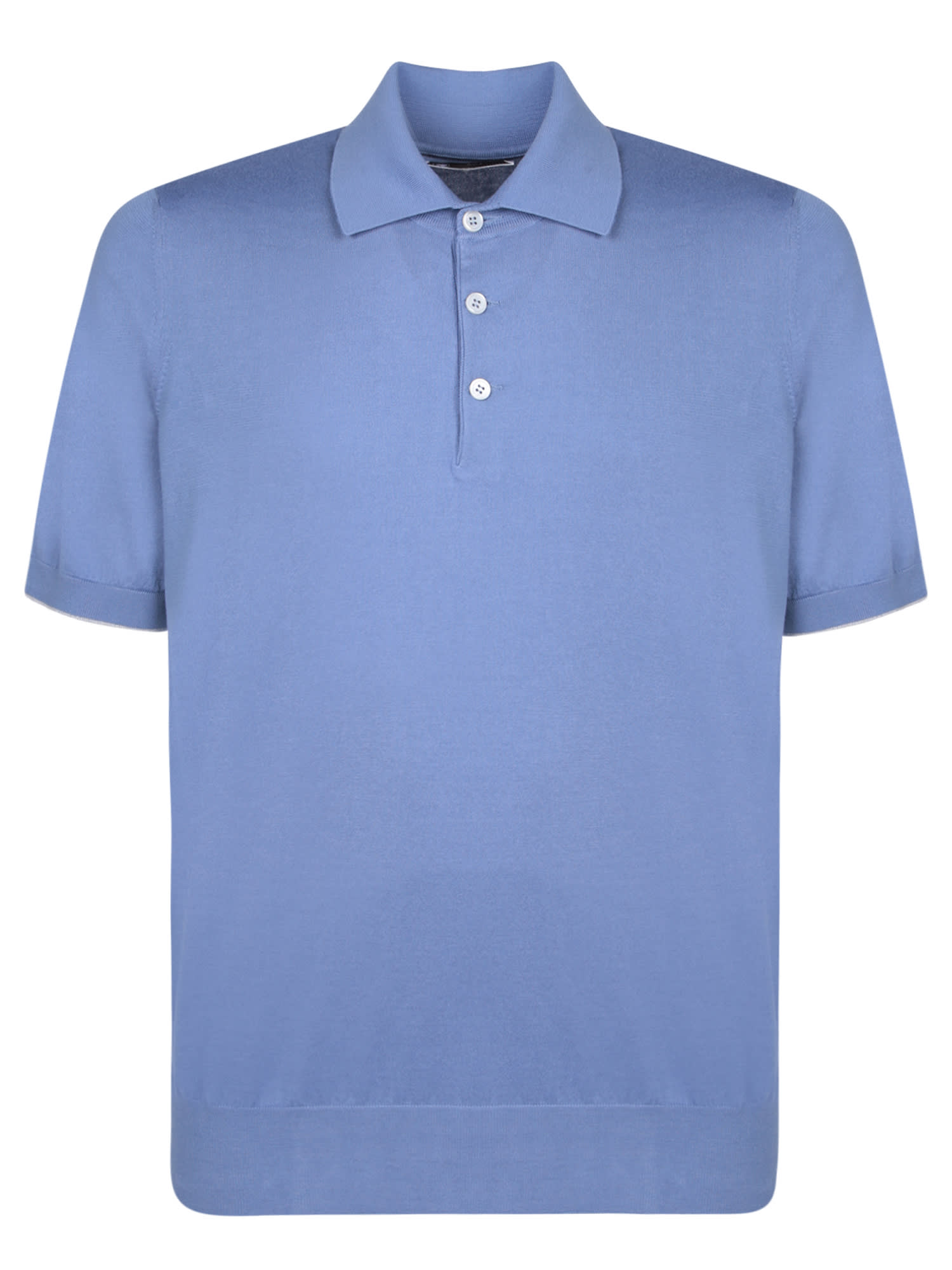 Shop Brunello Cucinelli Oxford Blue Polo Shirt