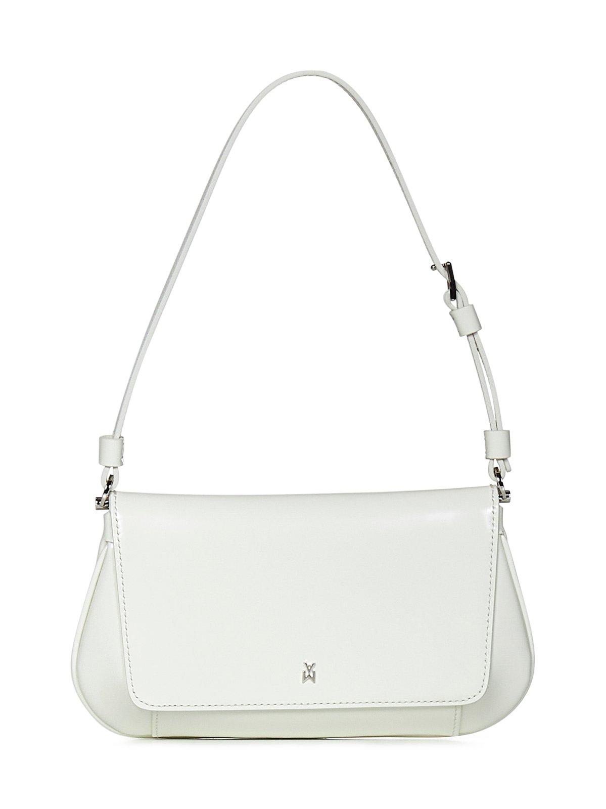 Amina Muaddi Women Black Leather Ami Shoulder Bag In White