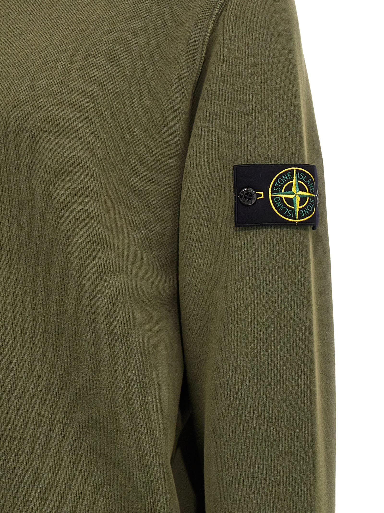 Shop Stone Island Logo Badge Sweatshirt In Green