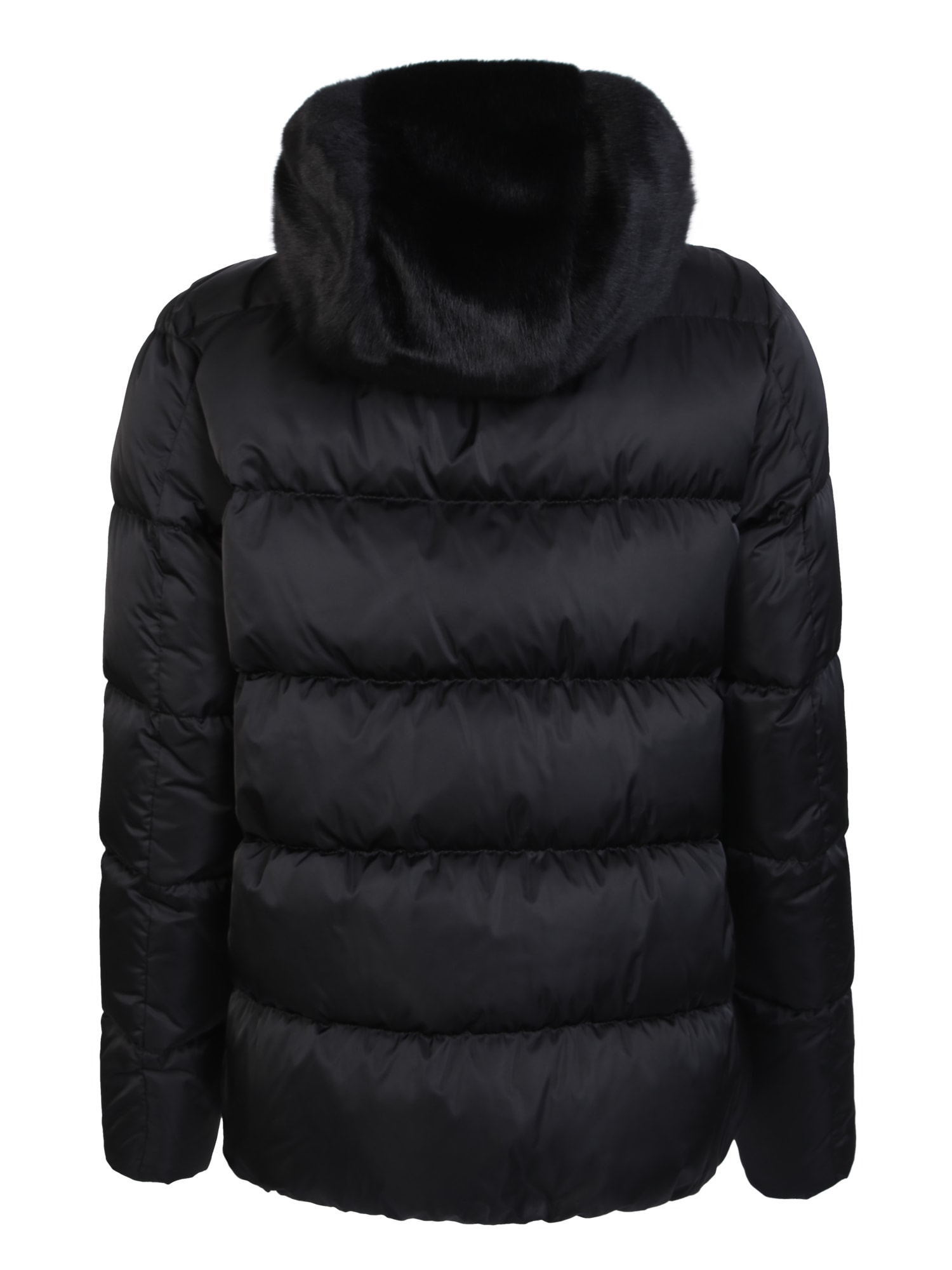 Shop Herno Hooded Down Jacket In Black