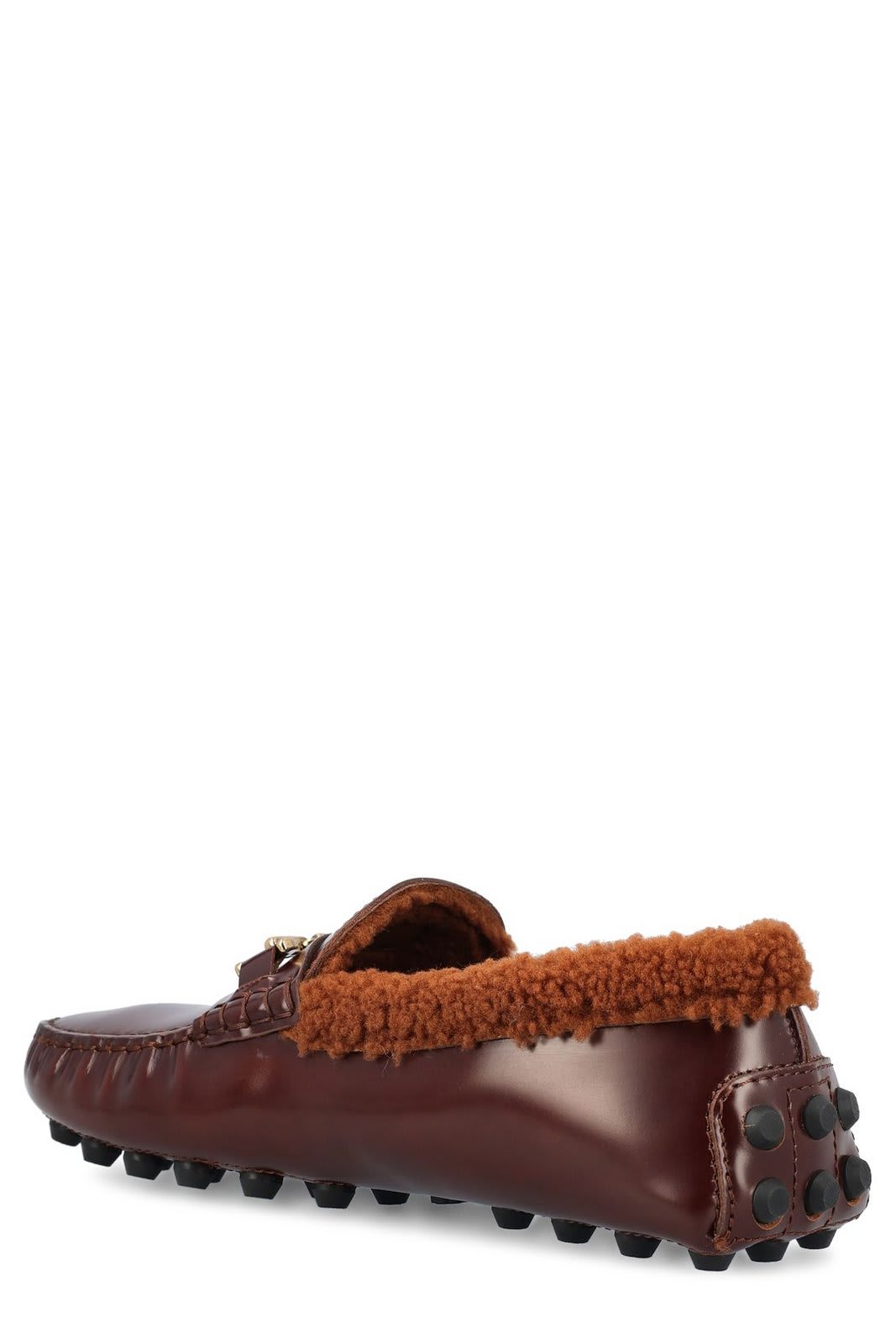 Shop Tod's T Plaque Round Toe Loafers In Brandy