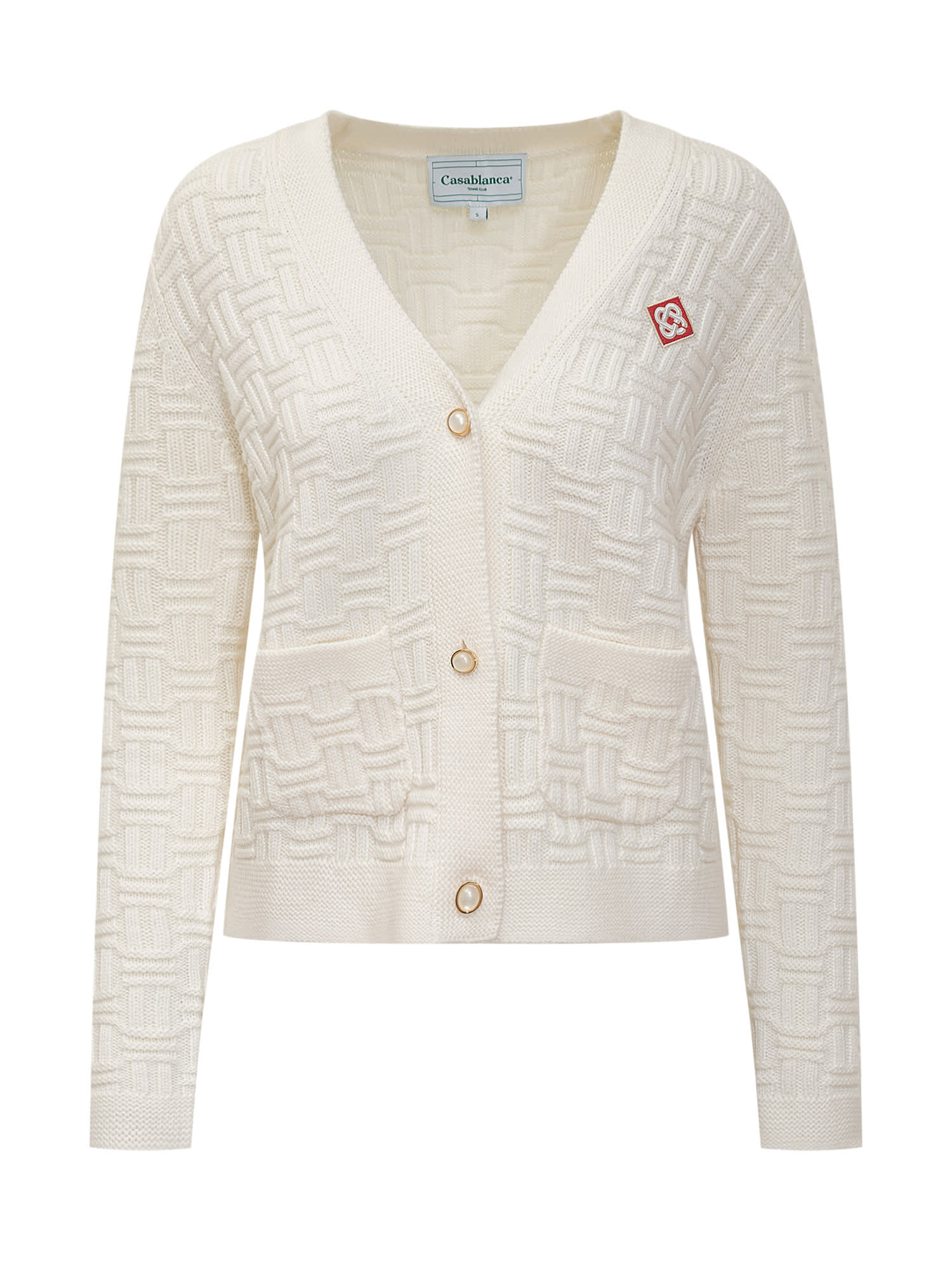 Shop Casablanca Column Cardigan In White