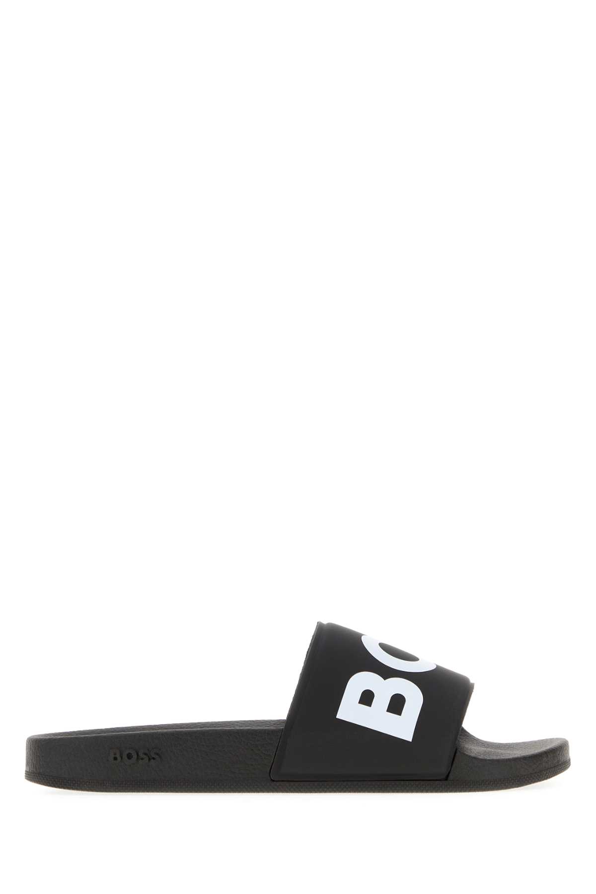 Hugo Boss Comfortable Open Toe Rubber Sandals In Black
