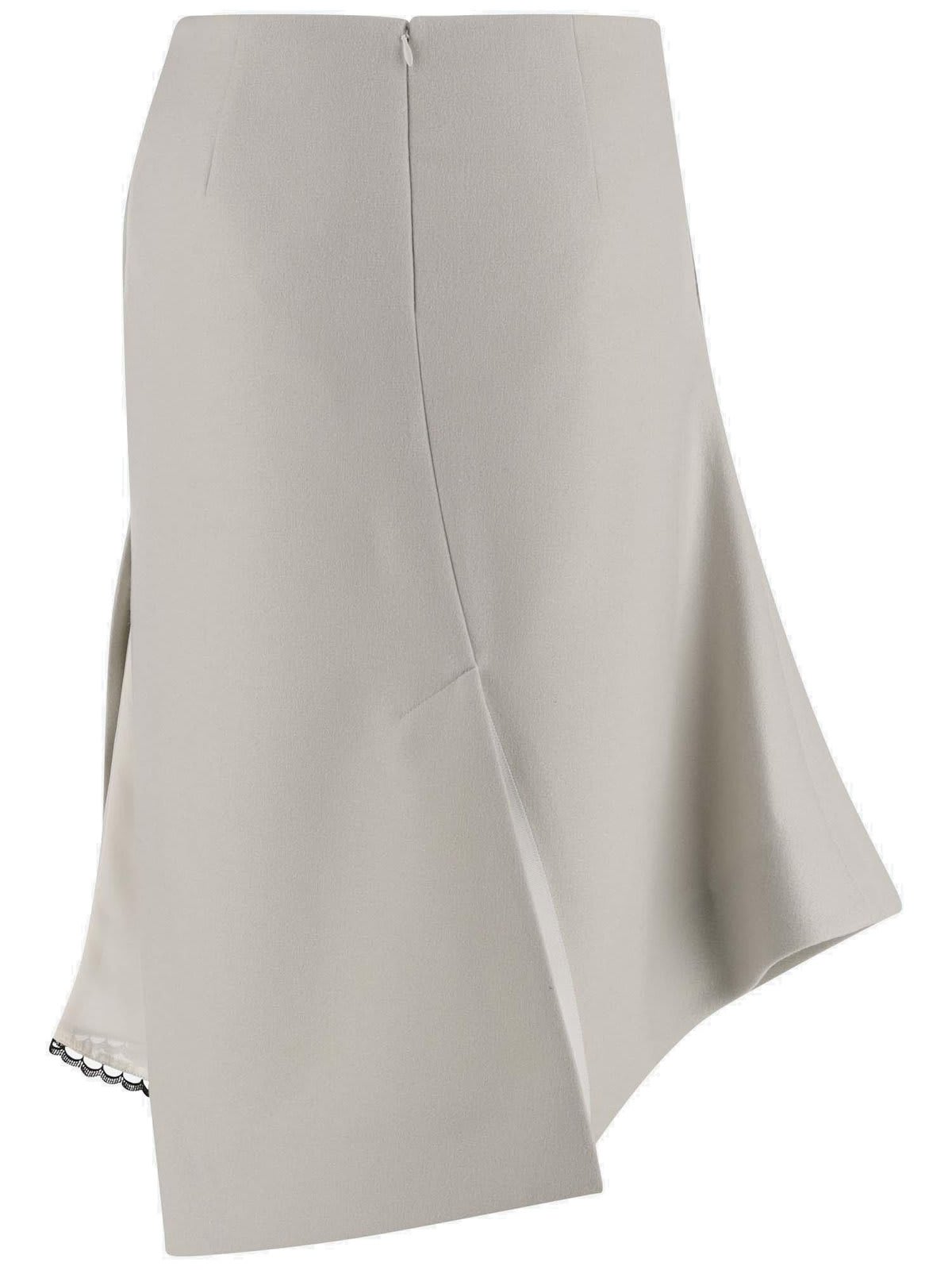 Shop Sacai Melton Asymmetric-cut Midi Skirt In Ecru