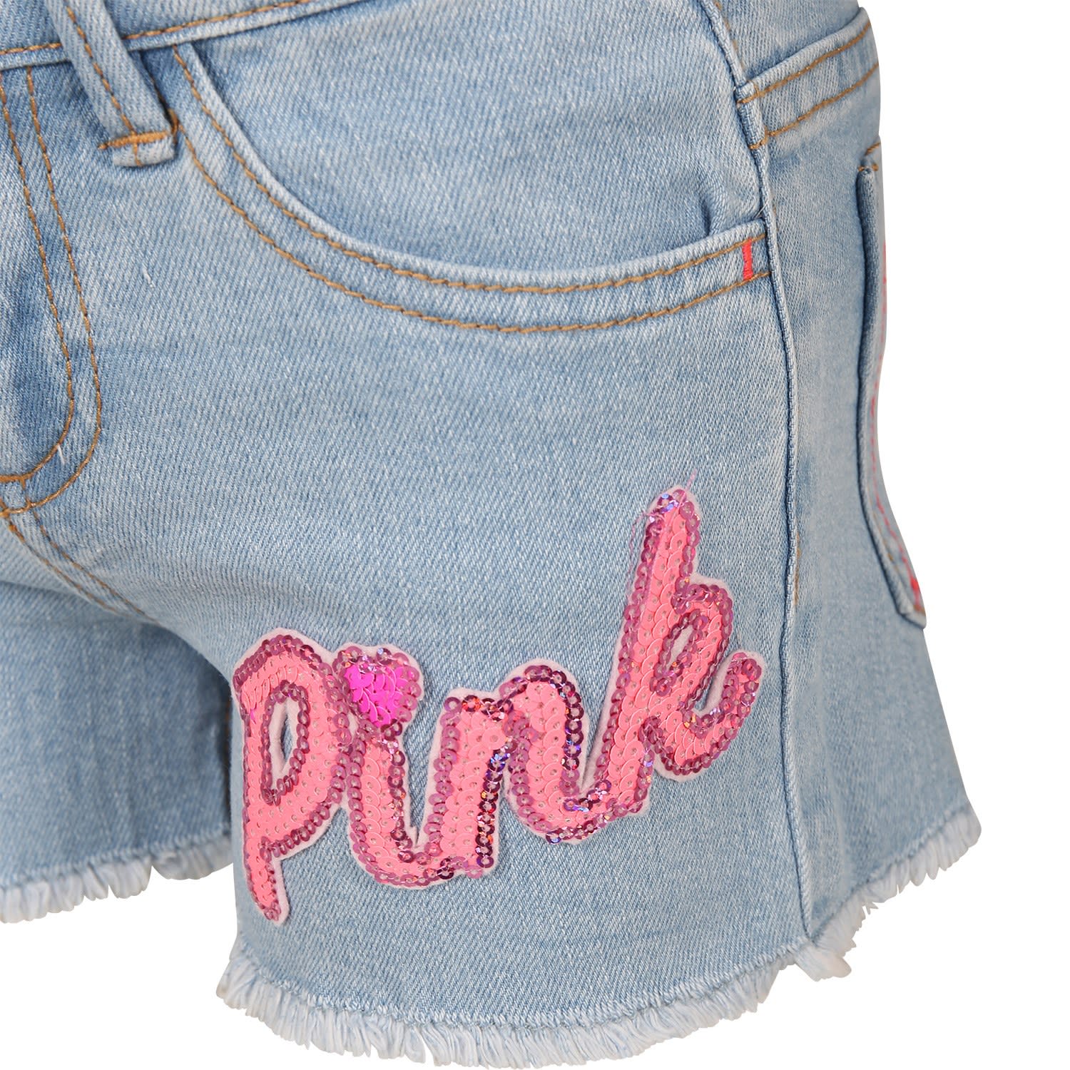 Shop Billieblush Denim Shorts For Girl With Sequin Patches