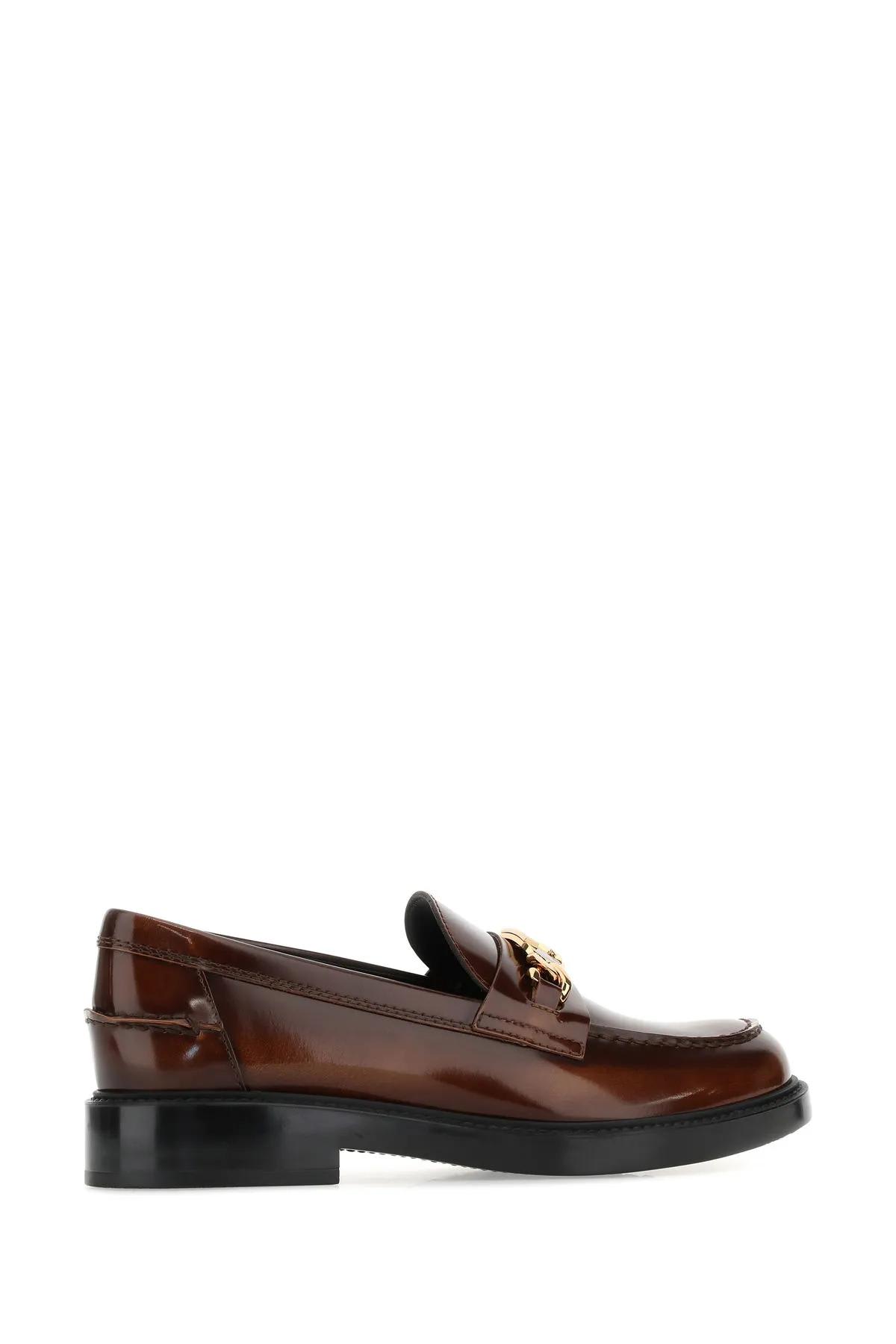 Shop Tod's Logo Plaque Slip-on Loafers In Brown