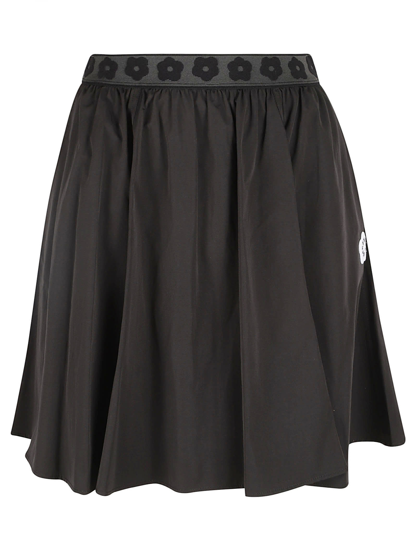 Shop Kenzo Flower Waist Skirt In Black