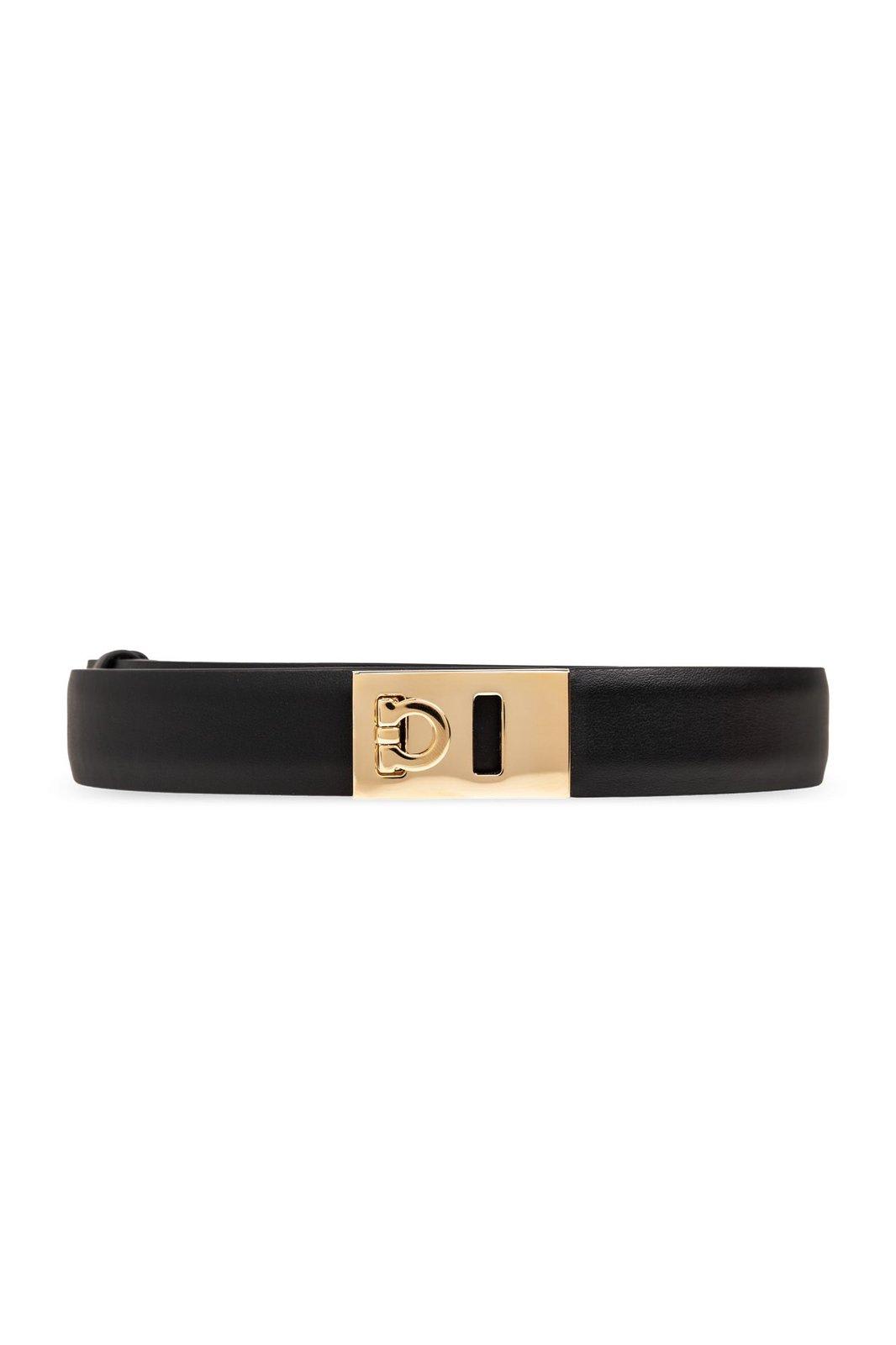 Shop Ferragamo Gancini Logo-debossed Belt In Nero